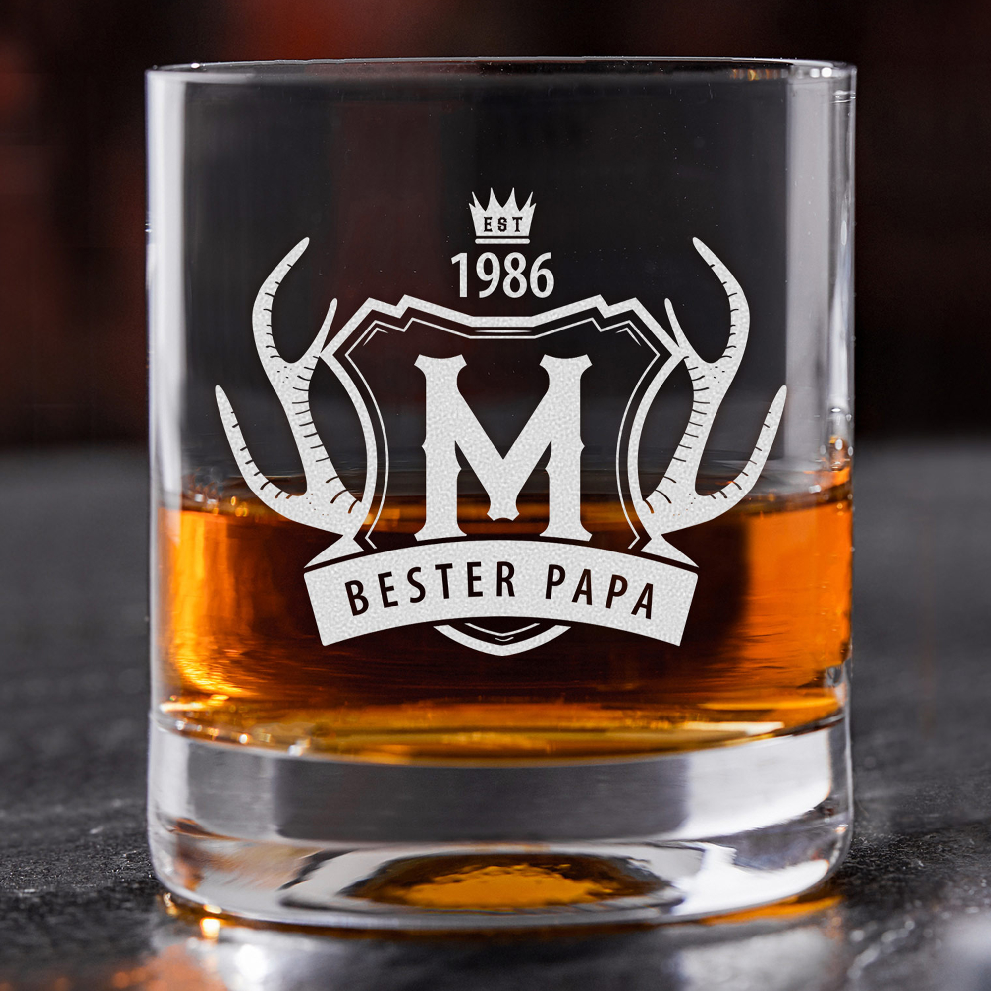 Whiskyglas mit Gravur Bester Papa - Geweih 145-114-MZ