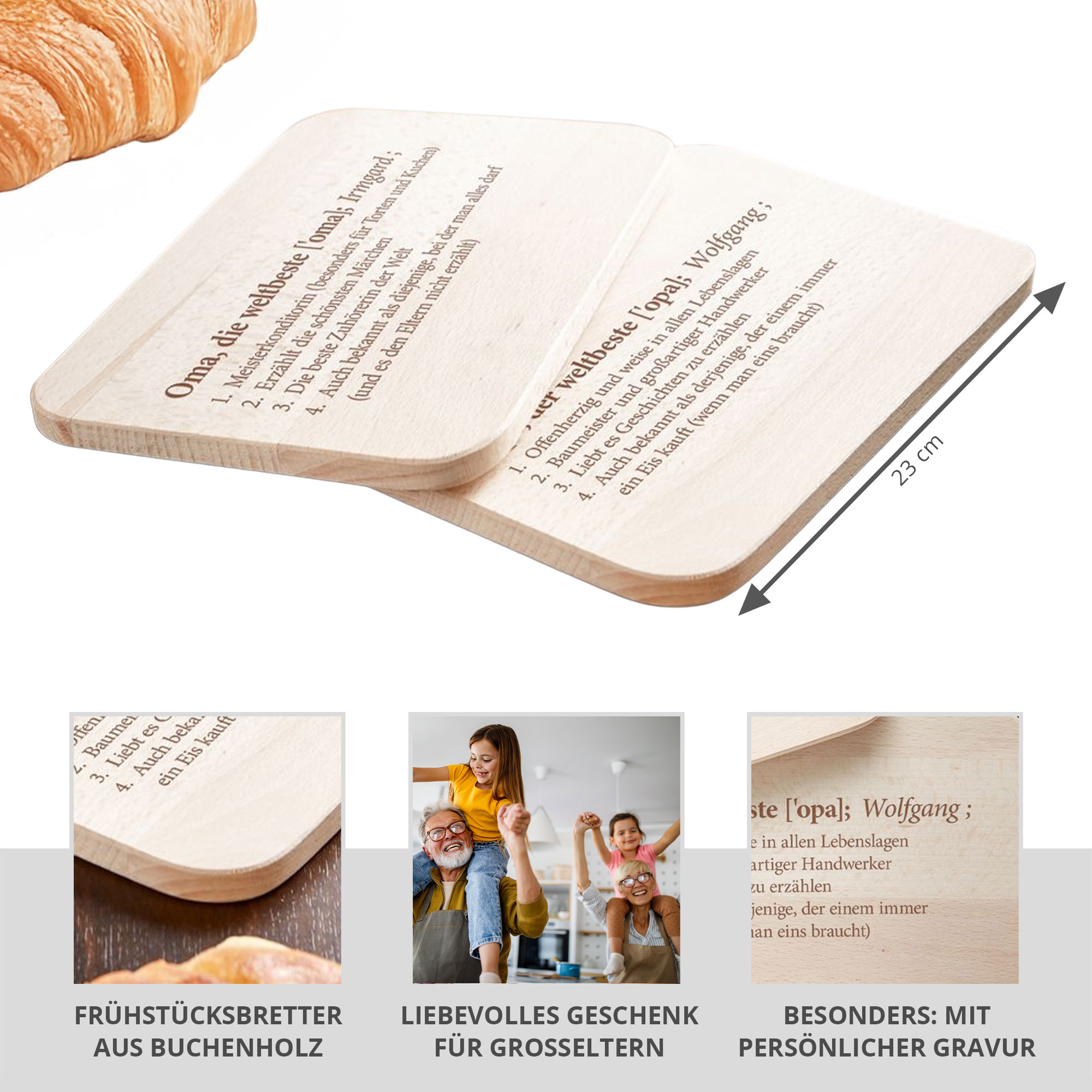 Frühstücksbrettchen Set mit Gravur - Definition Großeltern