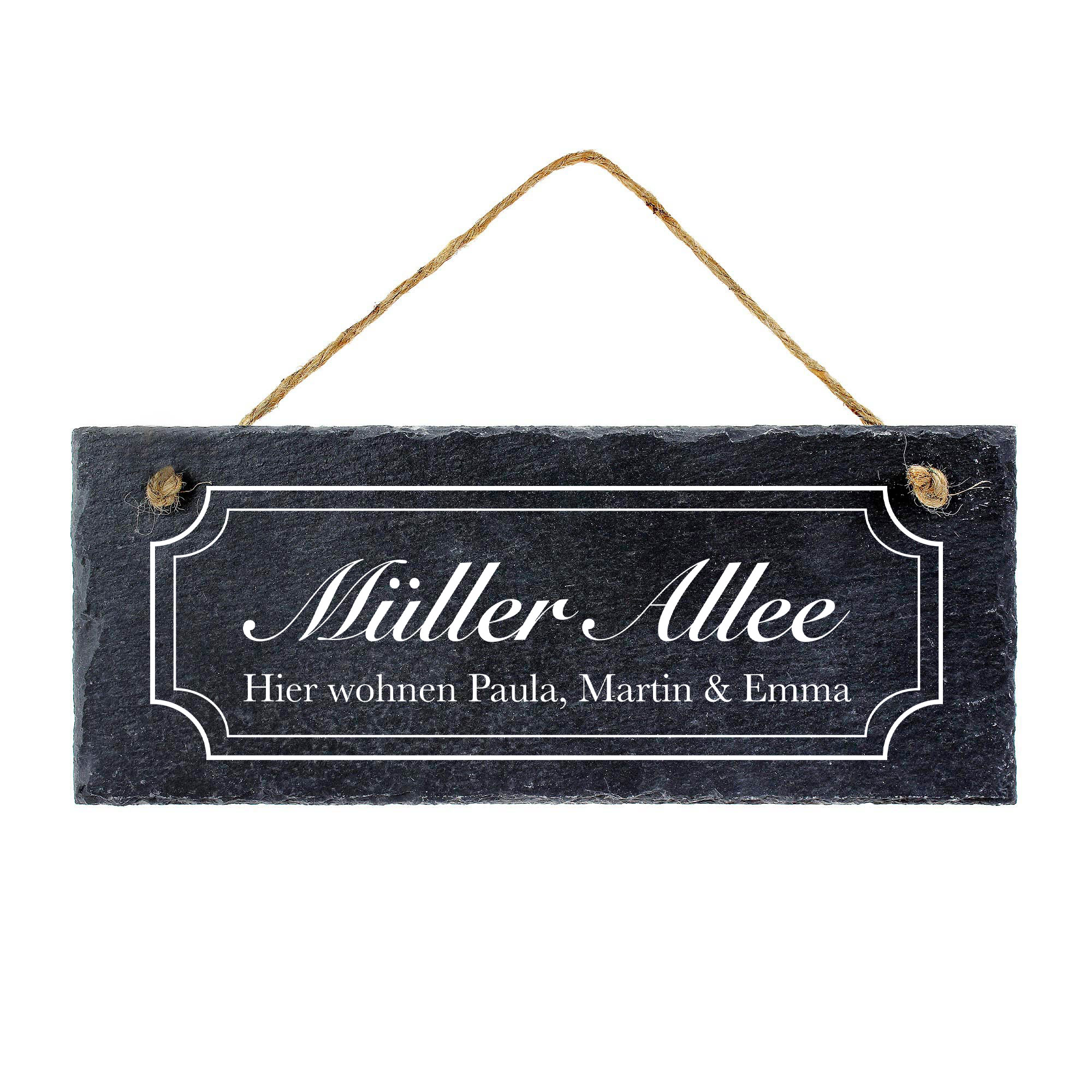 Schiefertafel mit Gravur - Familie Allee