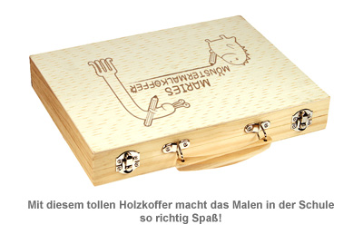 Malkasten Set mit Holzkoffer - Monster Gravur