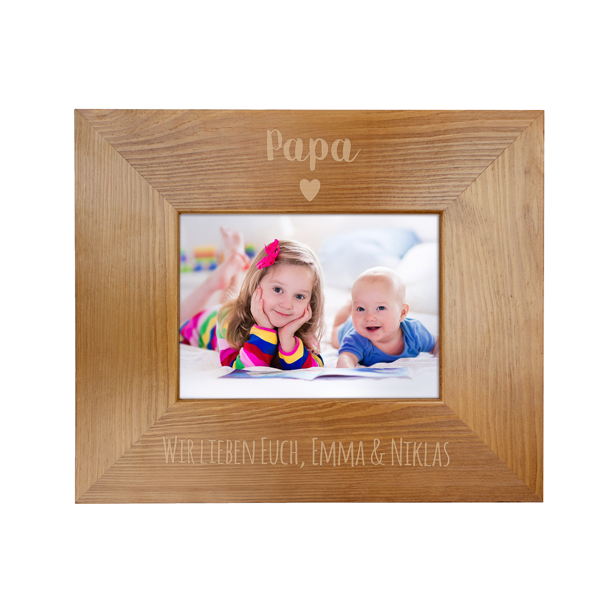 Personalisierter Bilderrahmen - Papa mit Herz