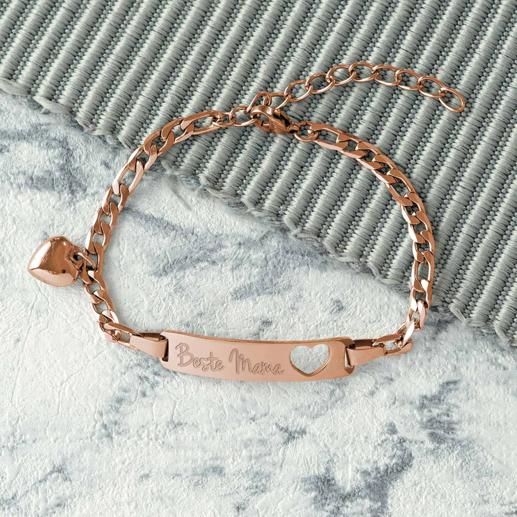 Rosegold Armband mit Herzstanze - Beste Mama 1112-180-MZ - 6