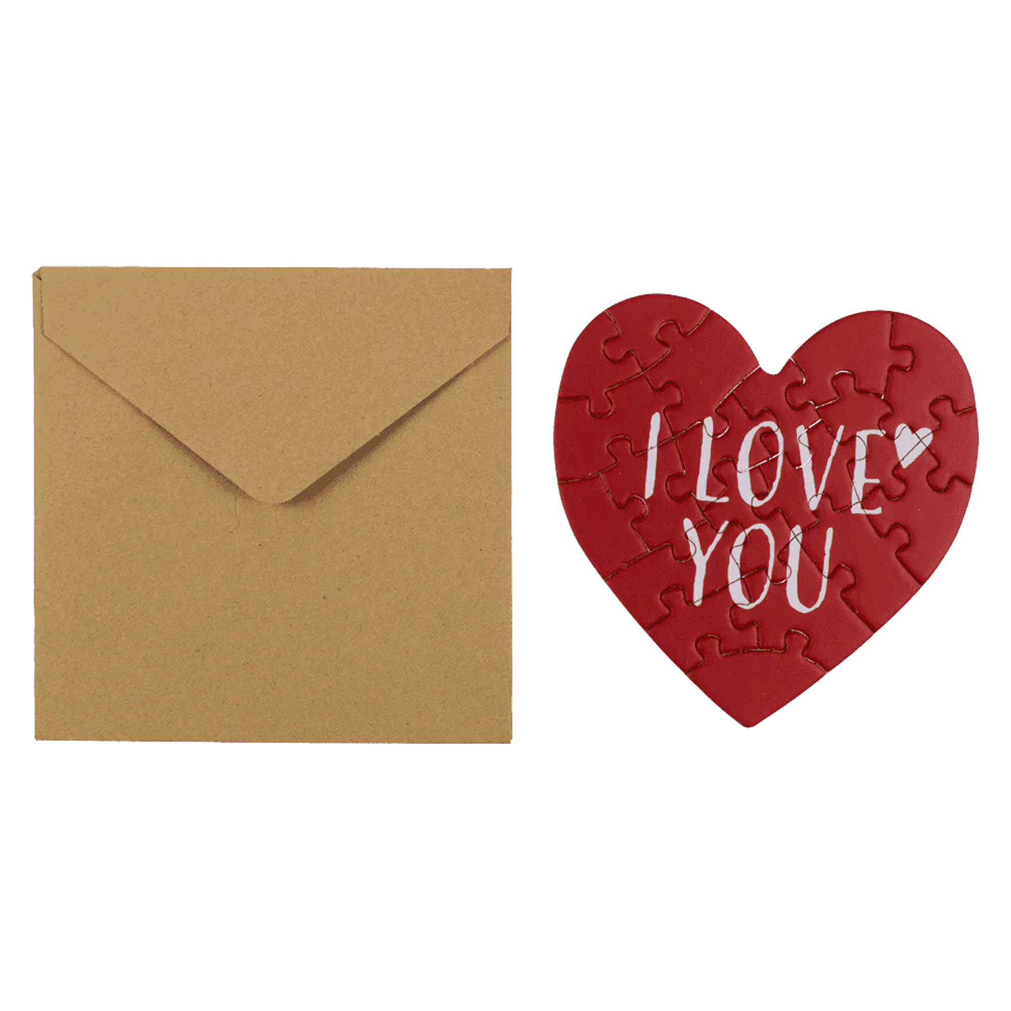 2in1 Geschenkkarte I love you & Herz Puzzle - Herz - für personalisierte Geschenke