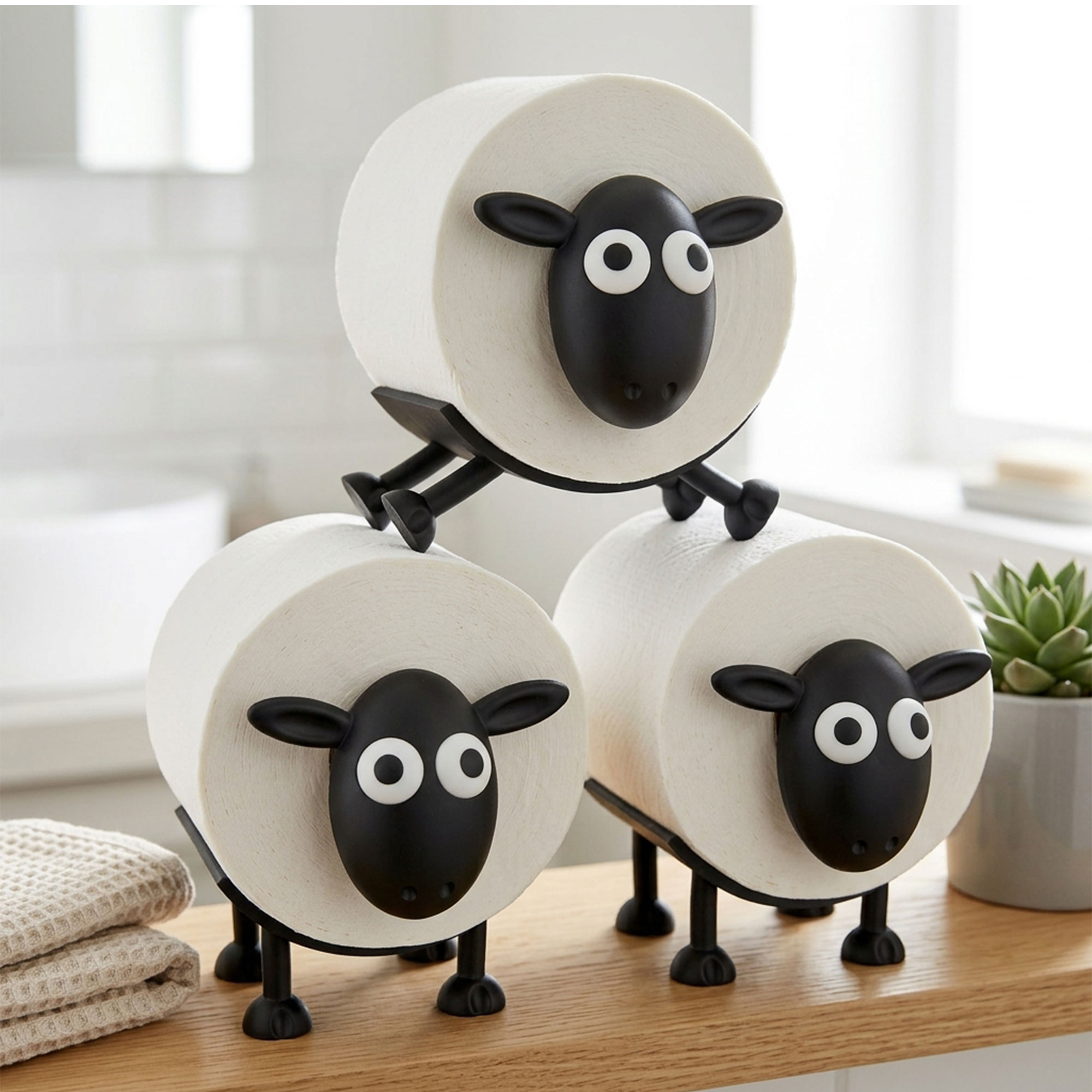 3er Set Schaf Toilettenpapierhalter - Lustige Badezimmer Deko 3er Set Schaf Toilettenpapierhalter - Lustige Badezimmer Deko
