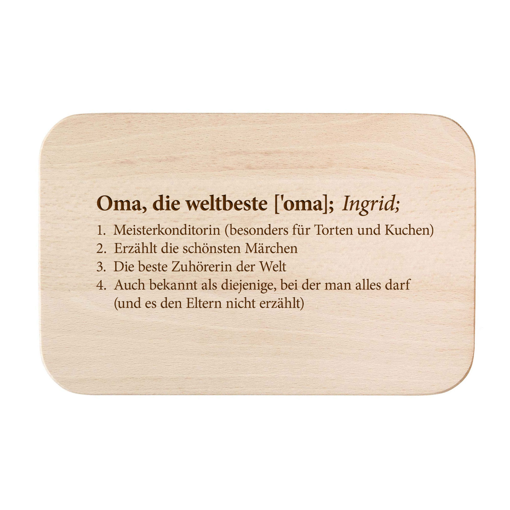 Frühstücksbrett mit Gravur - Definition Weltbeste Oma Frühstücksbrett mit Gravur - Definition Weltbeste Oma