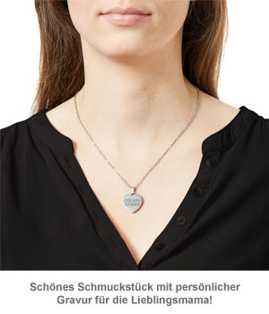 Herzanhänger Silber graviert mit Kette - Lieblingsmama 3010 - 1