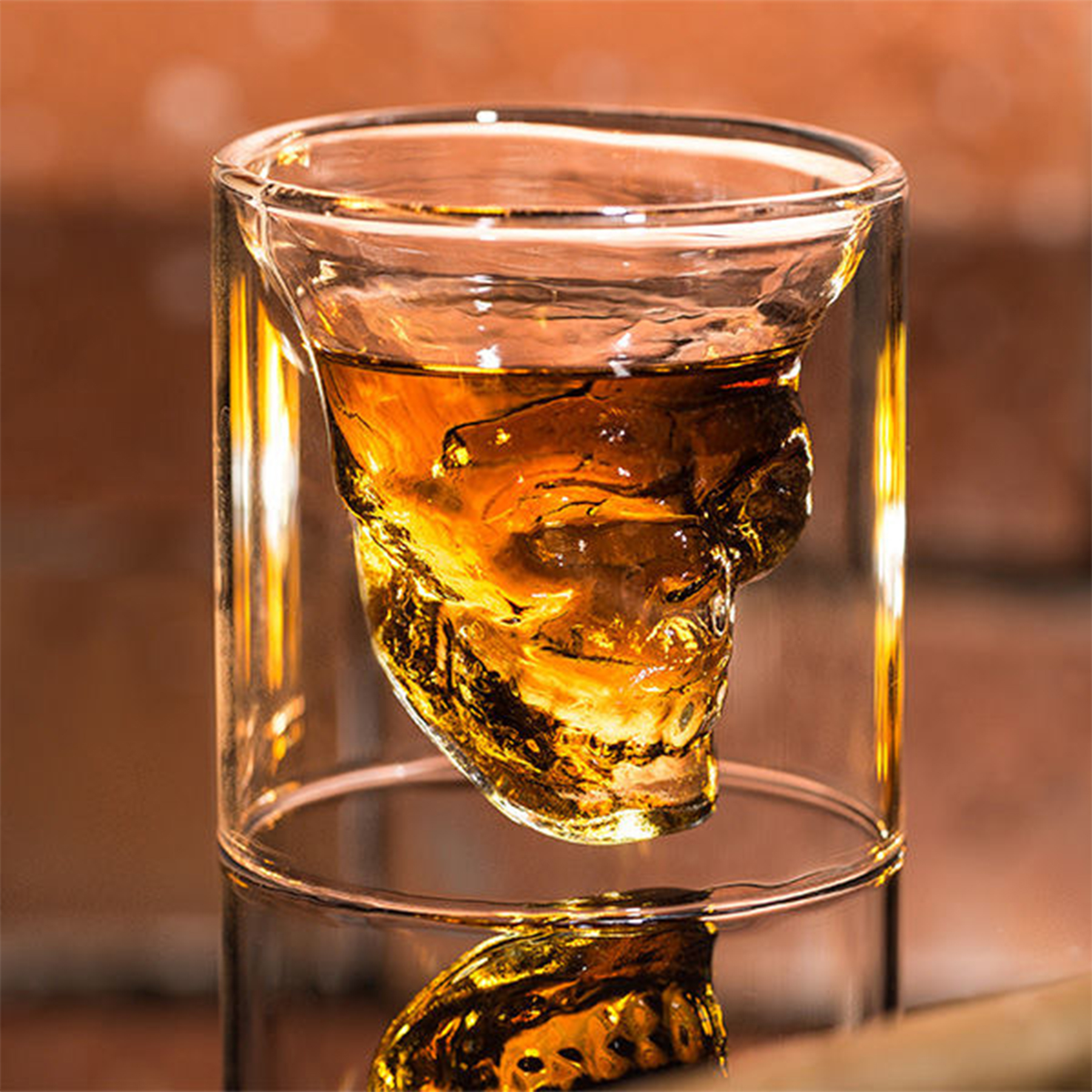 Doppelwandiges Schnapsglas - Totenkopf 3748