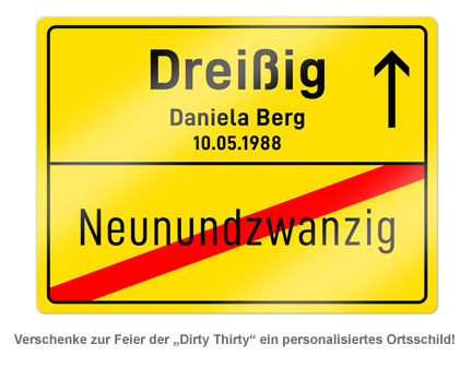 Personalisiertes Ortsschild - 30. Geburtstag 1955 - 1