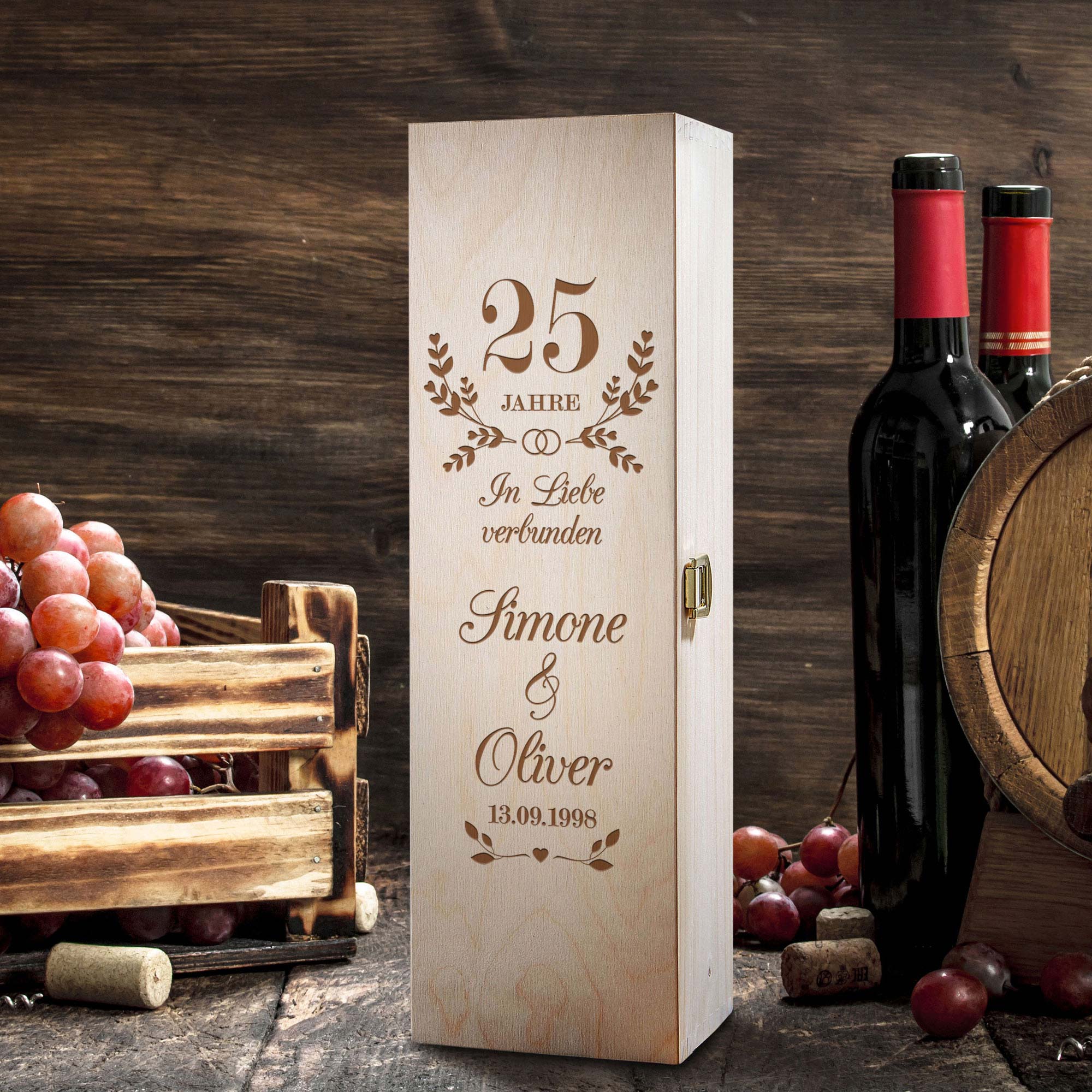 Weinkiste - Silberhochzeit - Personalisiert