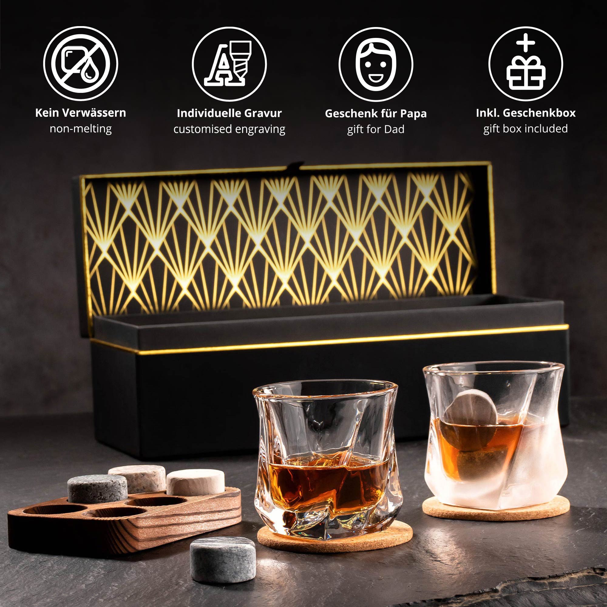 Whisky Geschenkset Deluxe personalisiert - Bester Papa