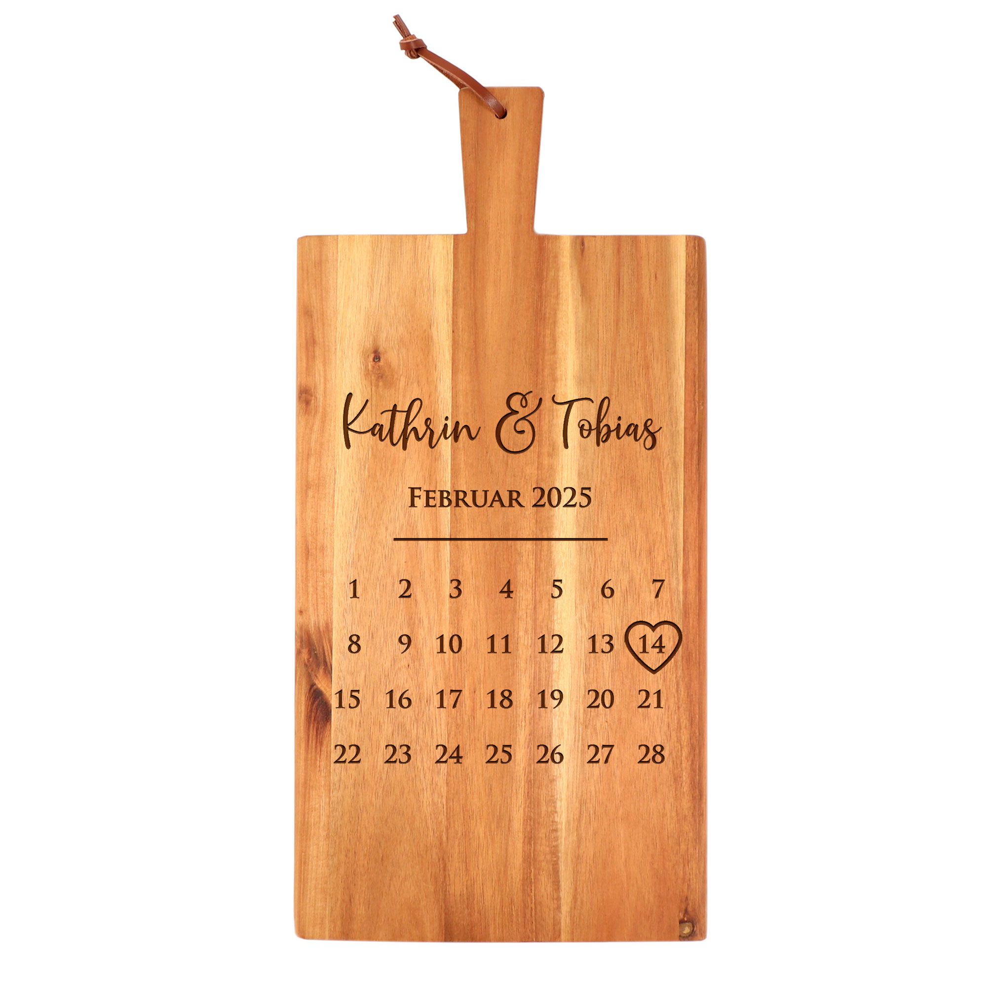 Schneidebrett mit Griff - Kalender Gravur