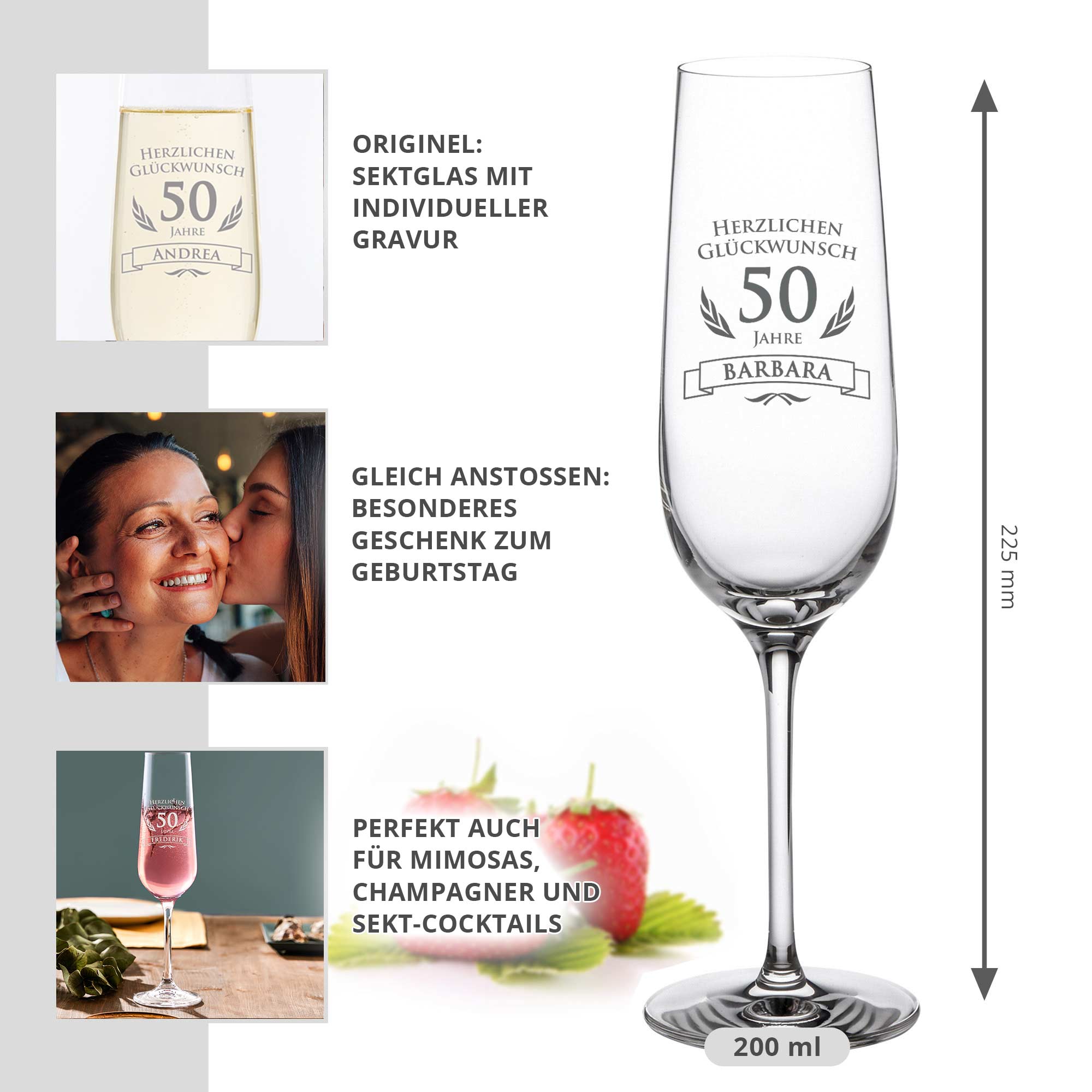 Sektglas zum 50. Geburtstag