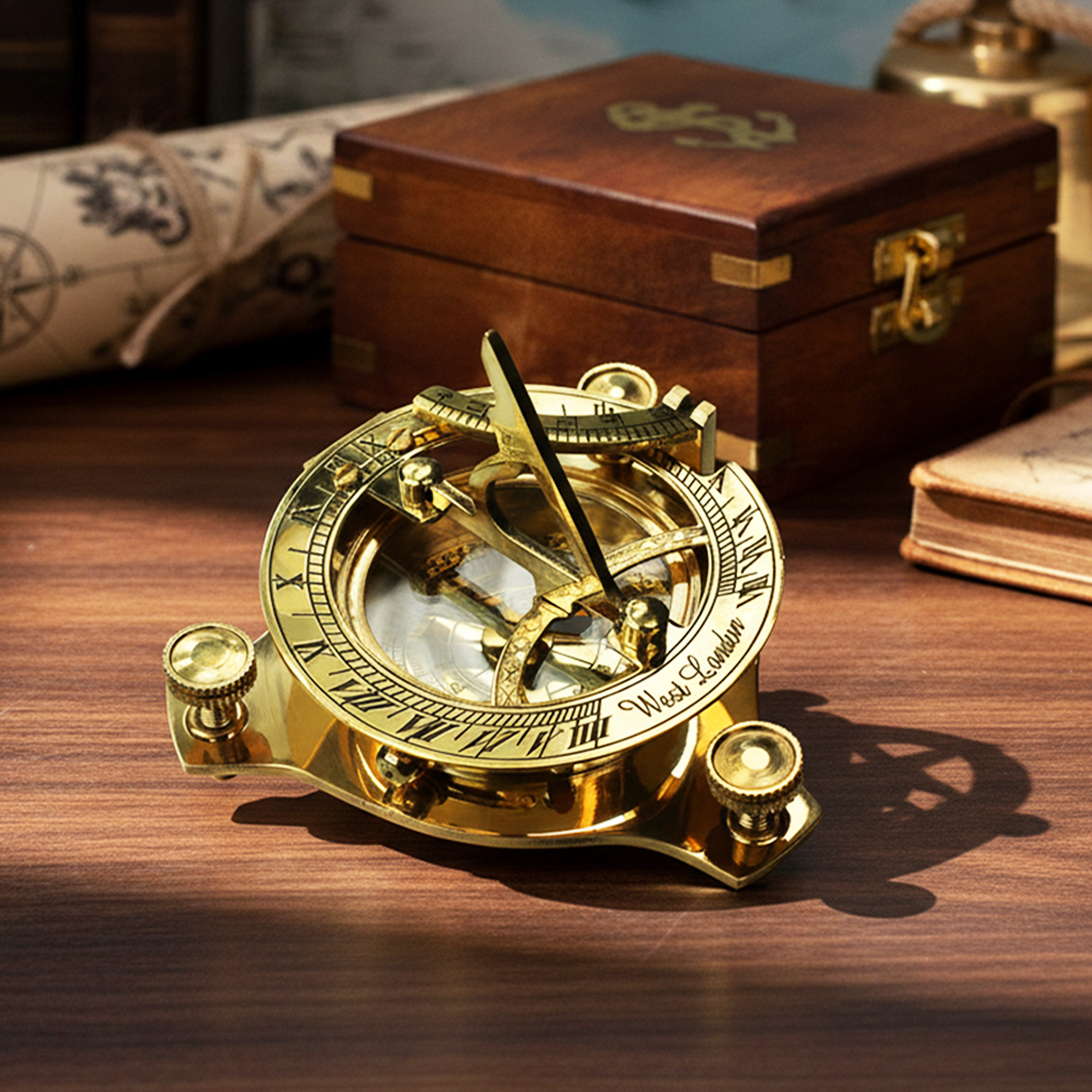 Taschen-Sonnenuhr mit Kompass