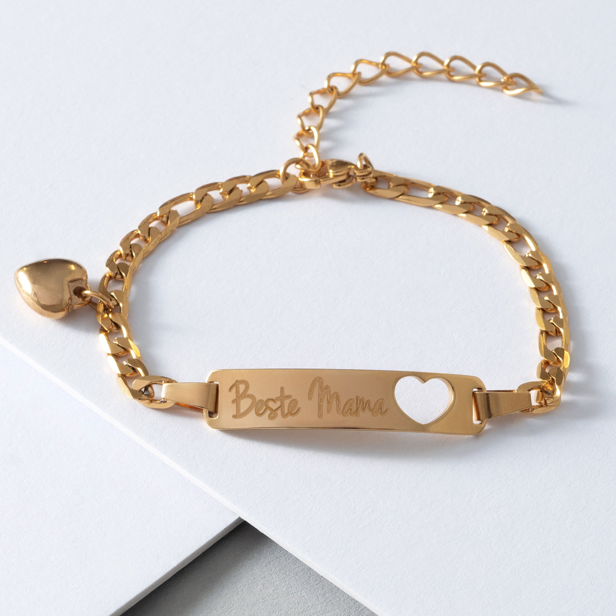 Gold Armband mit Herzstanze - Beste Mama