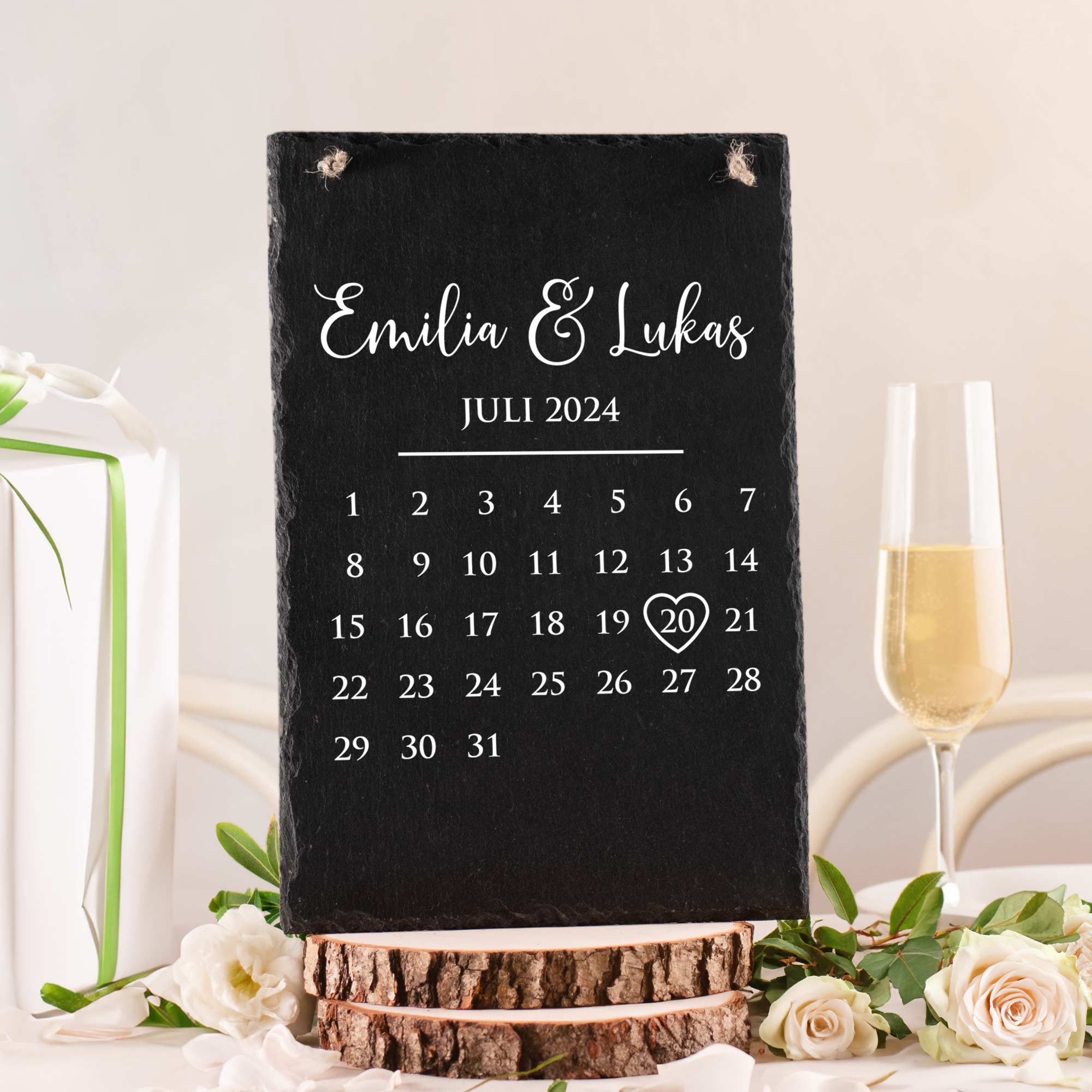 Große Schiefertafel mit Gravur - Kalender