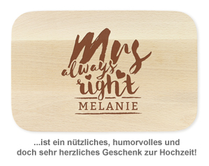 Frühstücksbrettchen Set mit Gravur - Mr and Mrs Right 3147 - 2