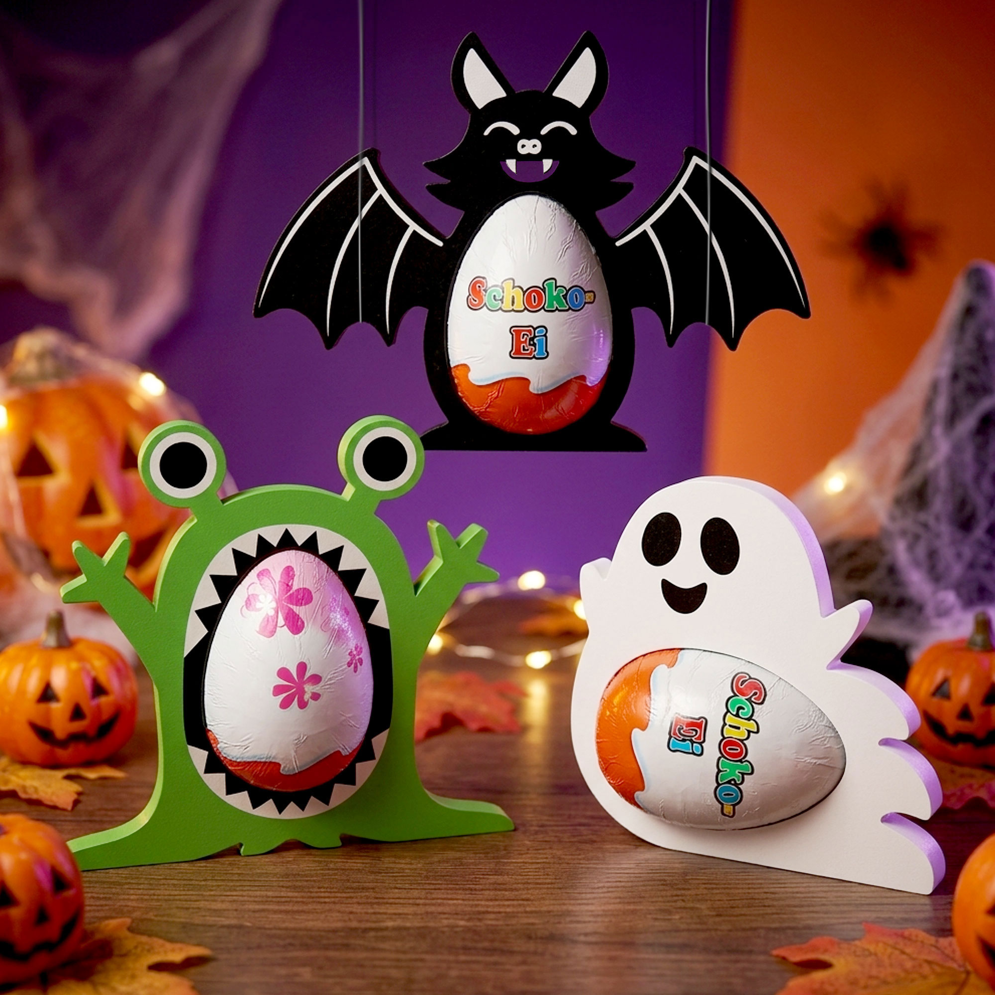Monster Ü-Ei Halter zu Halloween Bunt - 3er Set