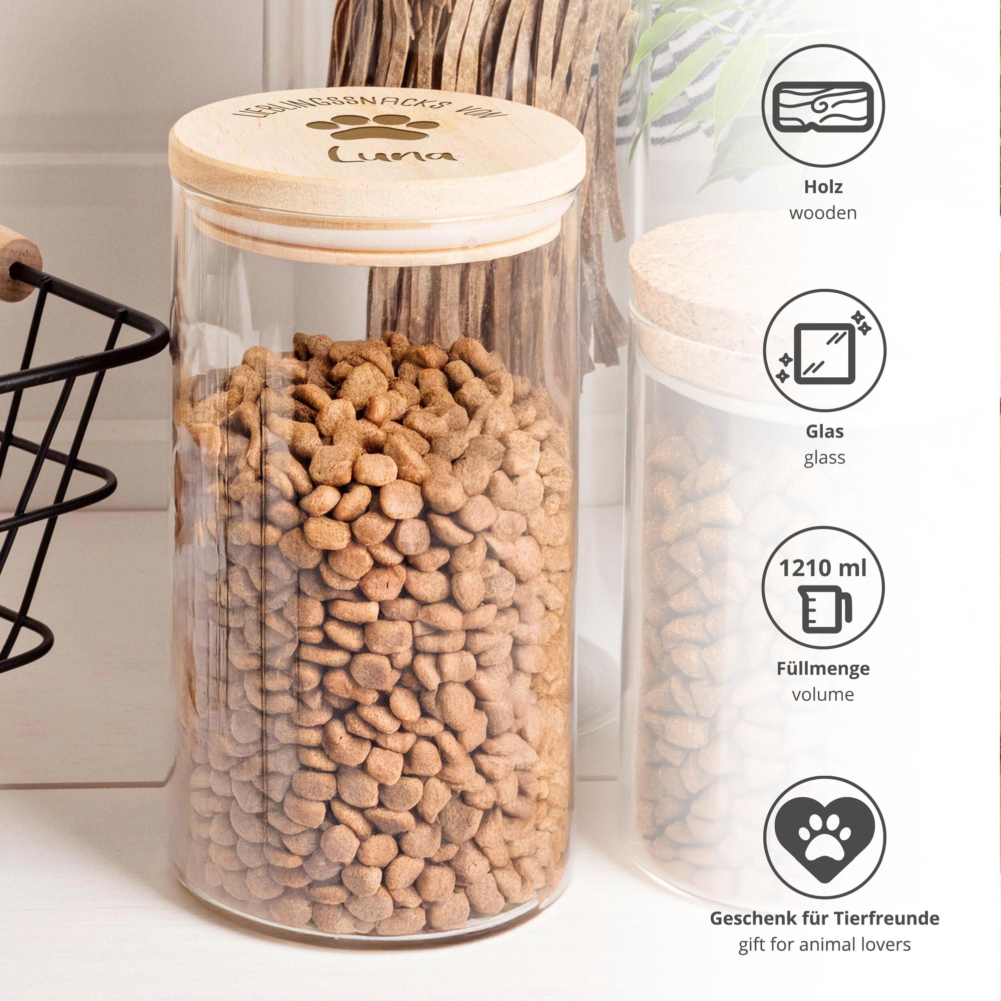 Vorratsglas mit Gravur - Katzensnacks Vorratsglas mit Gravur - Katzensnacks