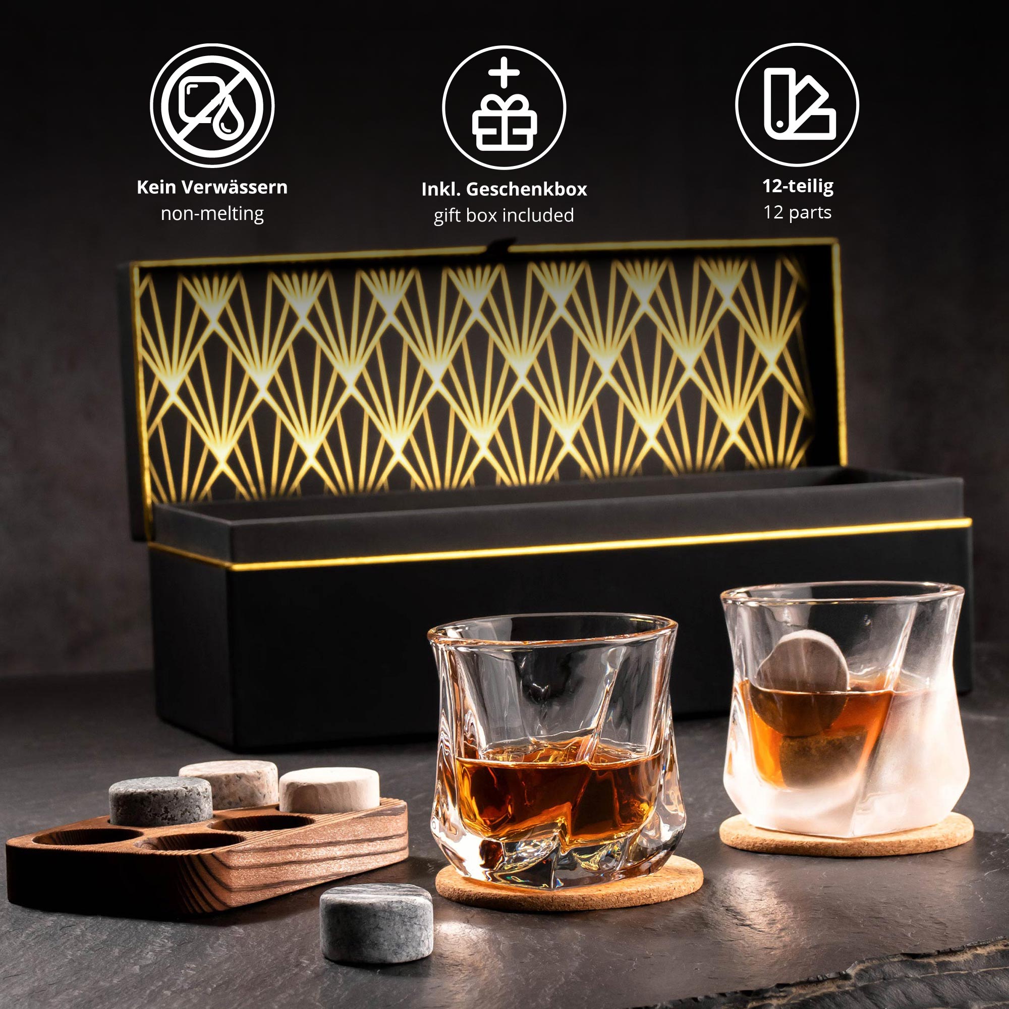 Whisky Set mit Whiskygläsern in edler Geschenkbox 0021-0002-EU-0000 - 1