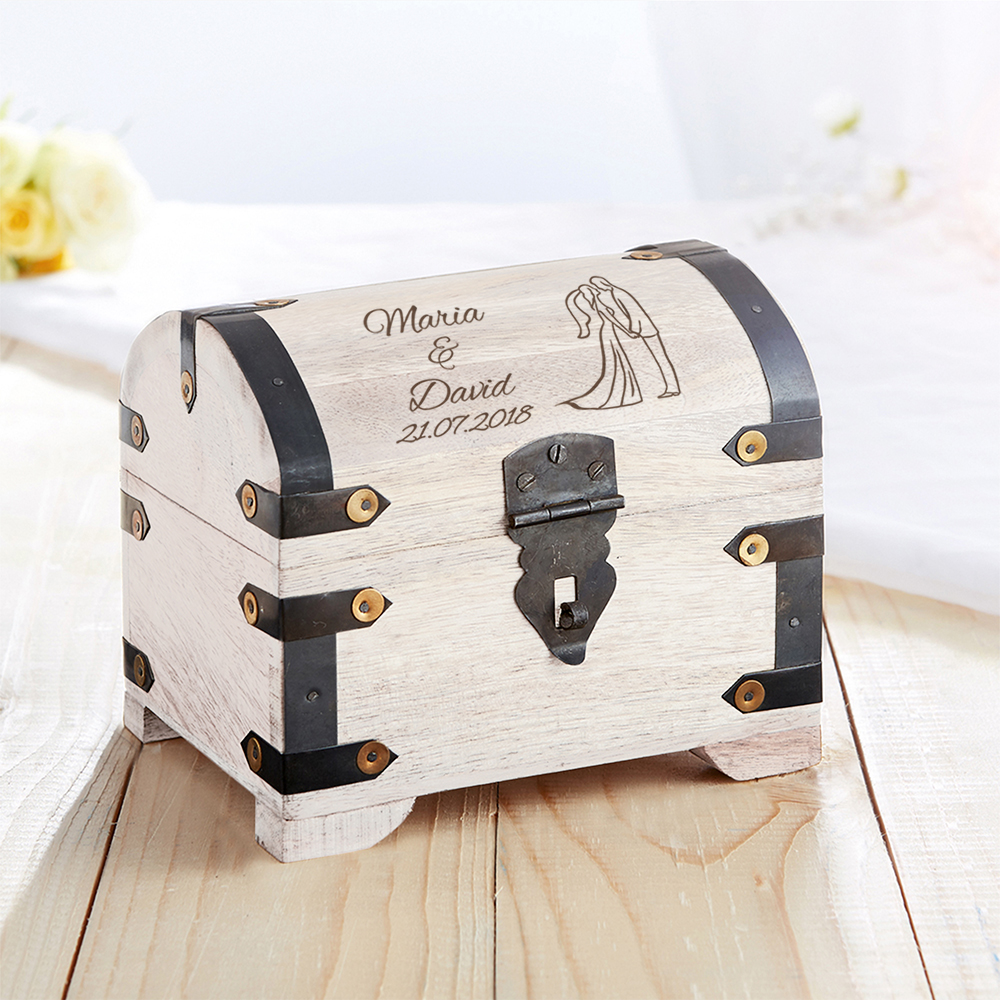 Geld Schatztruhe zur Hochzeit Silhouette - Weiß 3785