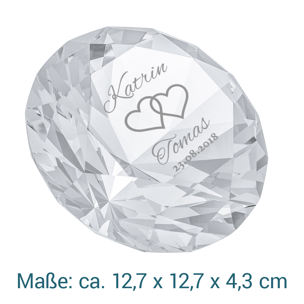 Diamant Kristall mit Gravur zur Hochzeit