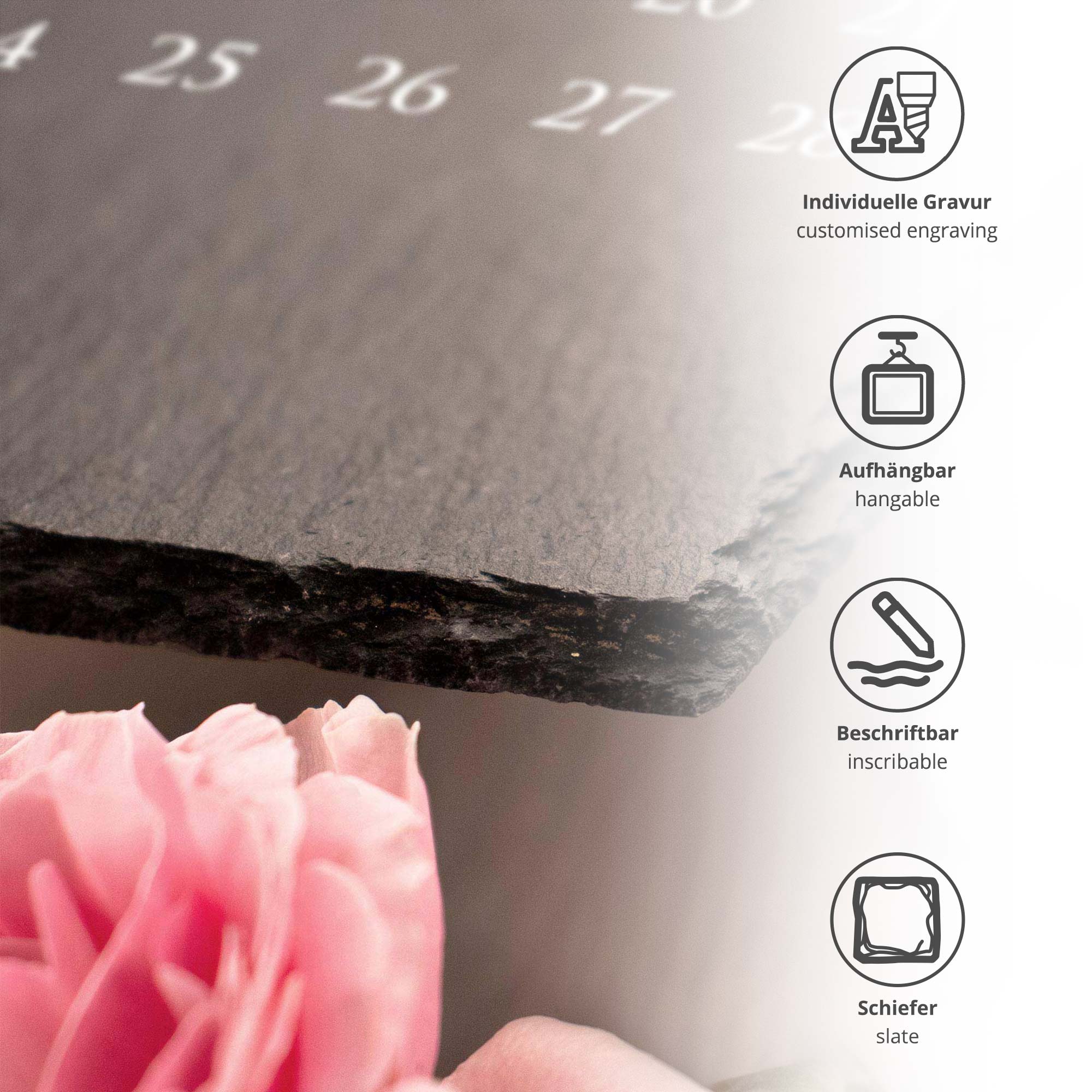 Große Schiefertafel mit Gravur - Kalender