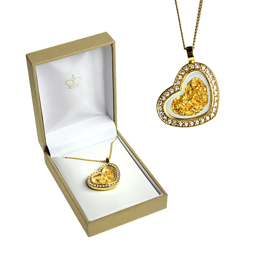 Herz Halskette mit 23 Karat Blattgold und Strass 2304 - 6