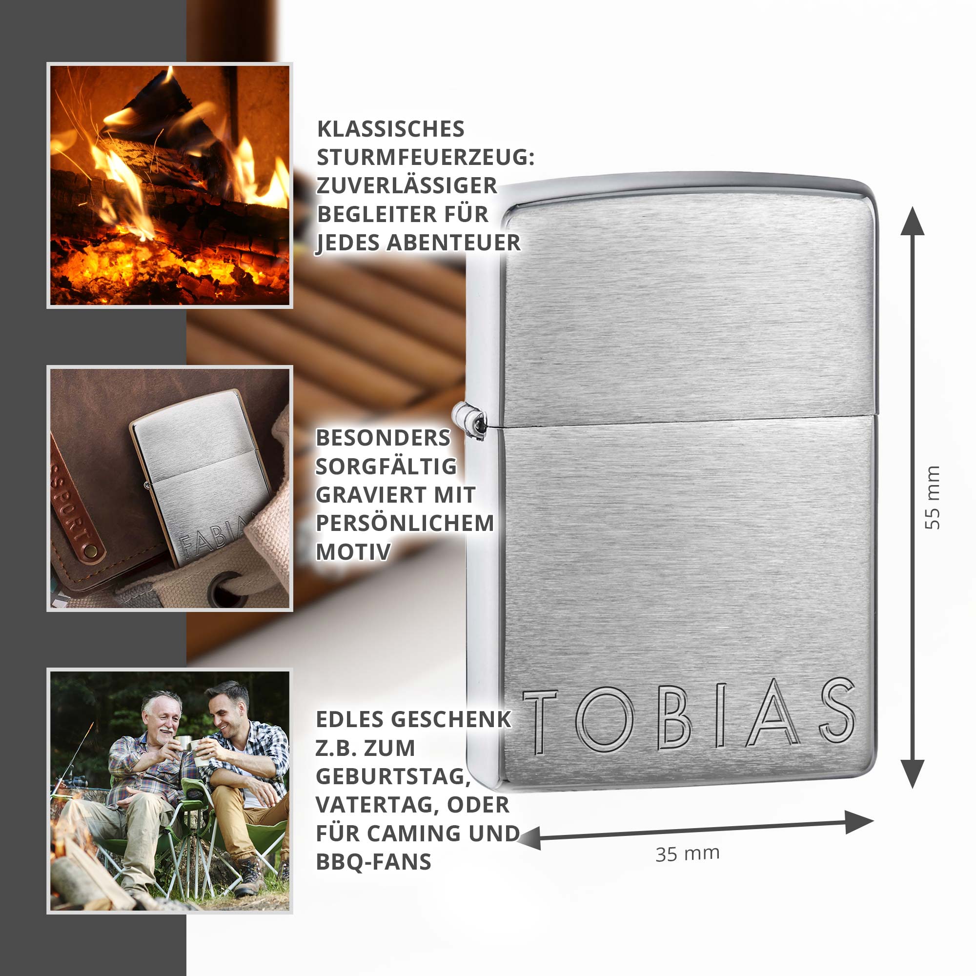 Zippo Sturmfeuerzeug mit Gravur - Name