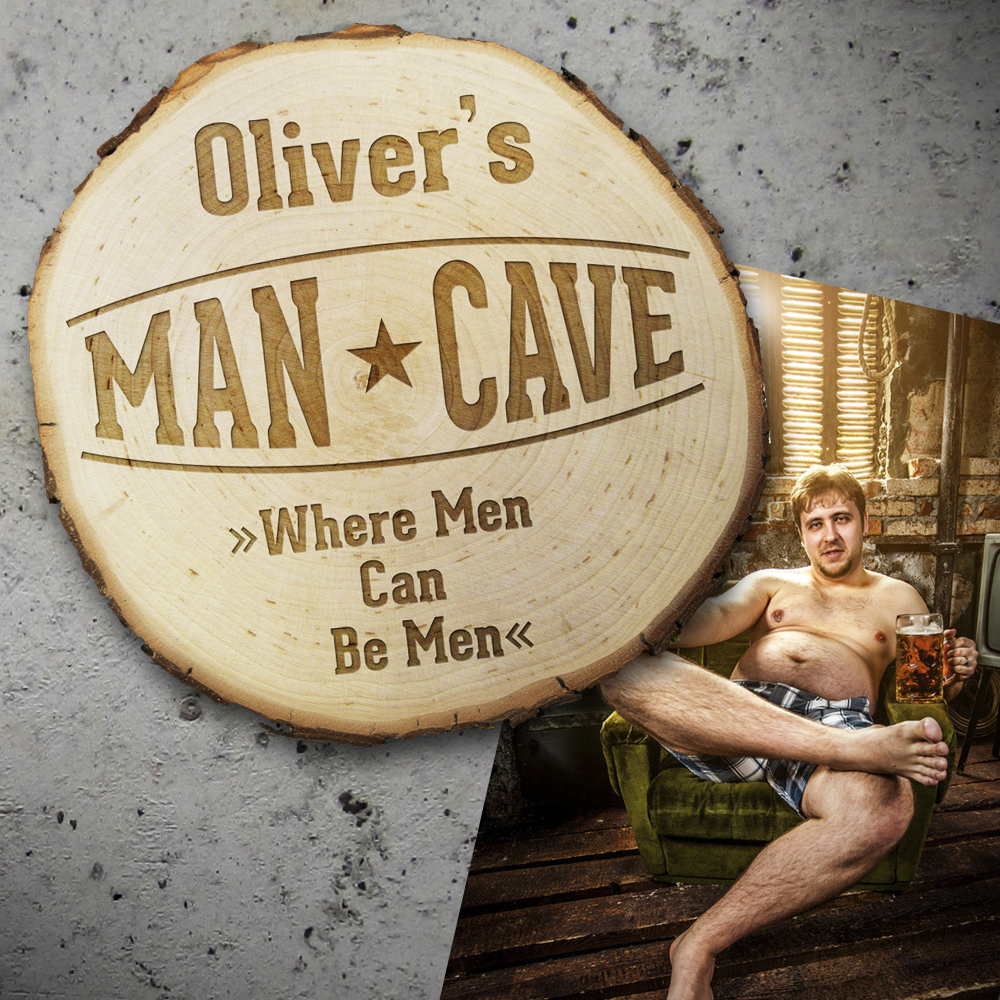 Baumscheibe mit Gravur - Man Cave 1294