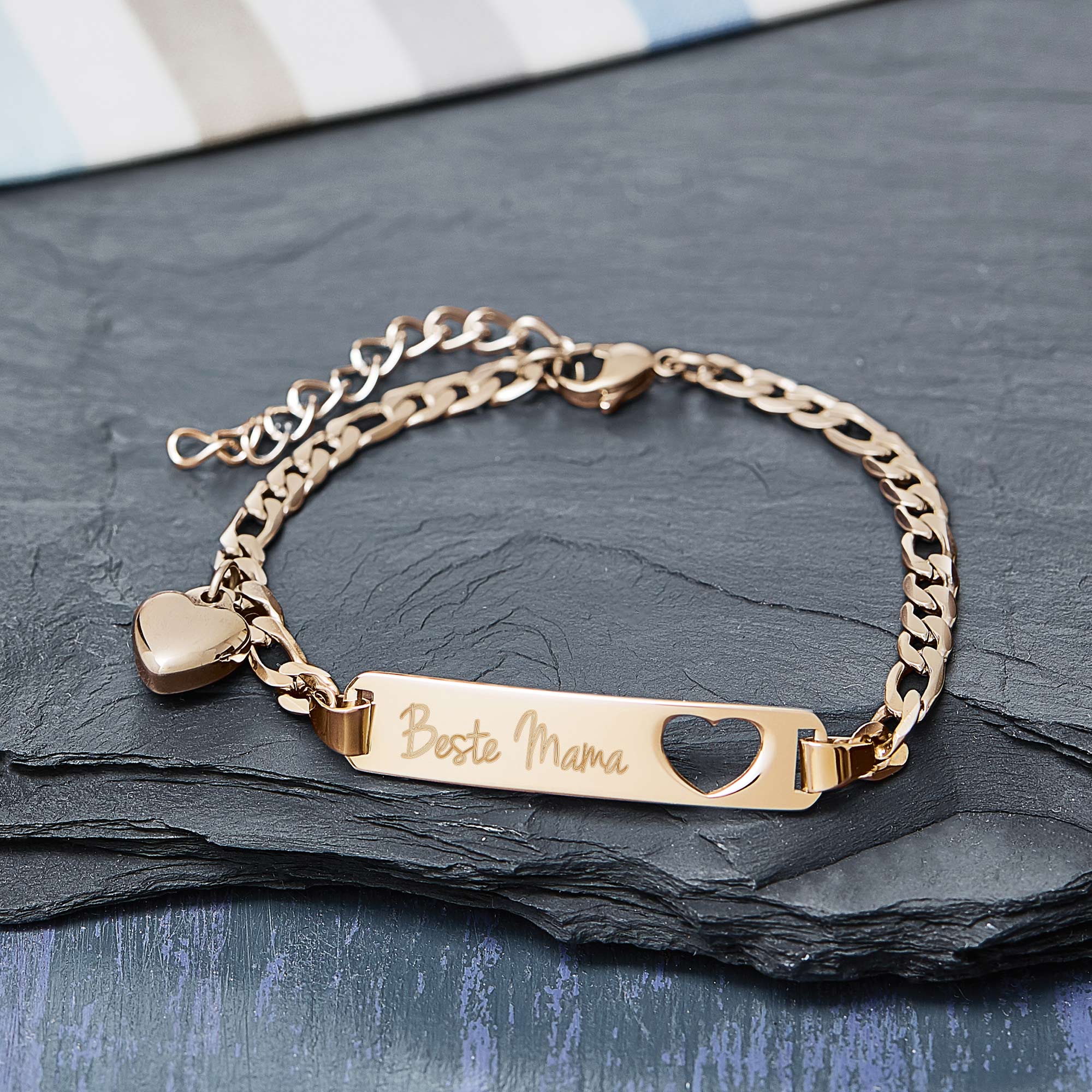 Gold Armband mit Herzstanze - Beste Mama