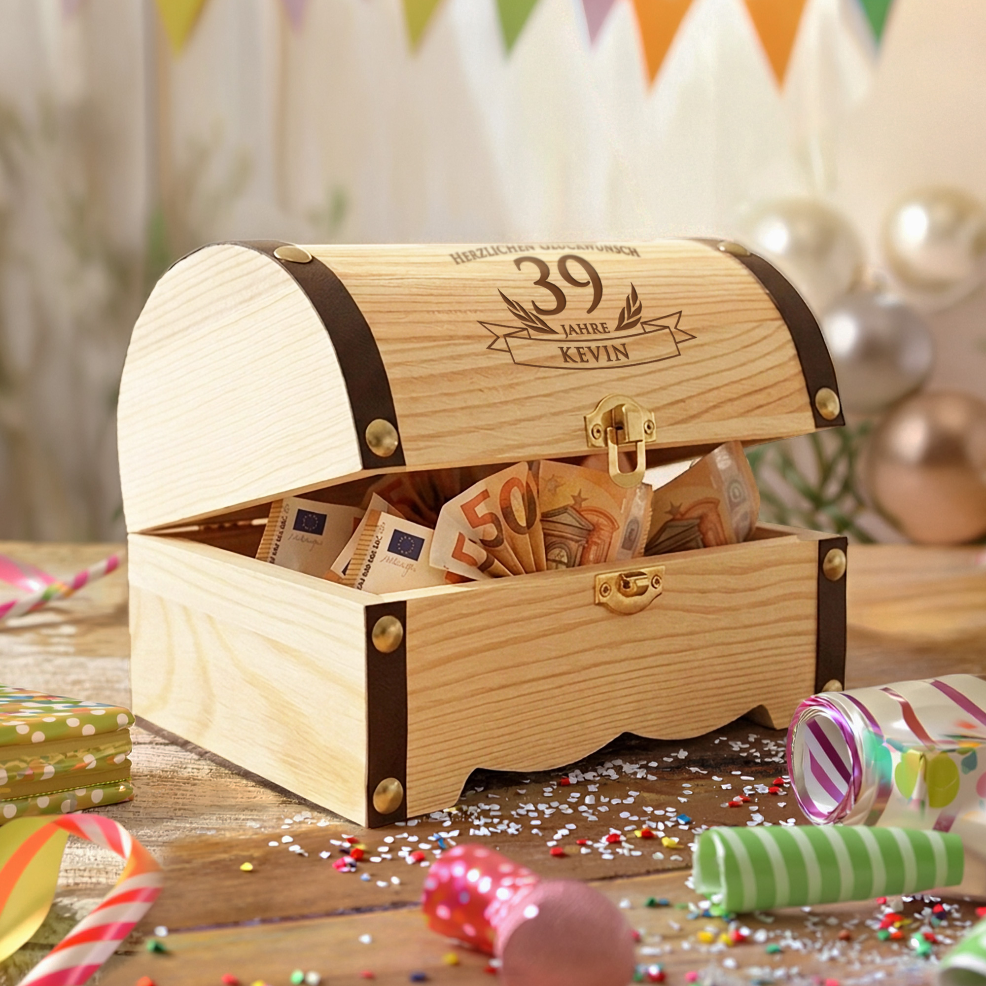Geld Schatzkiste zum Geburtstag