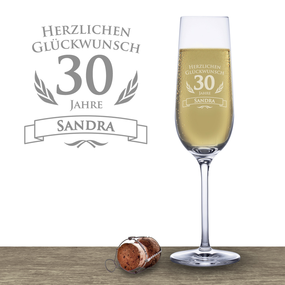 Sektglas zum 30. Geburtstag 1335