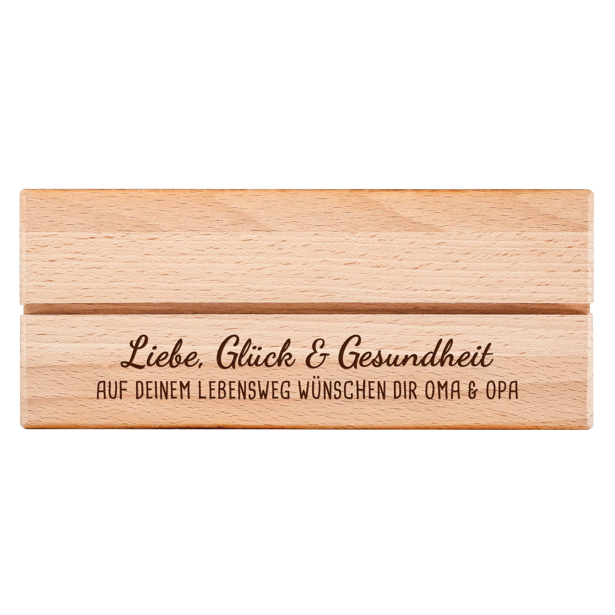 Großer Geldengel aus Holz mit Gravur - Glück auf dem Lebensweg