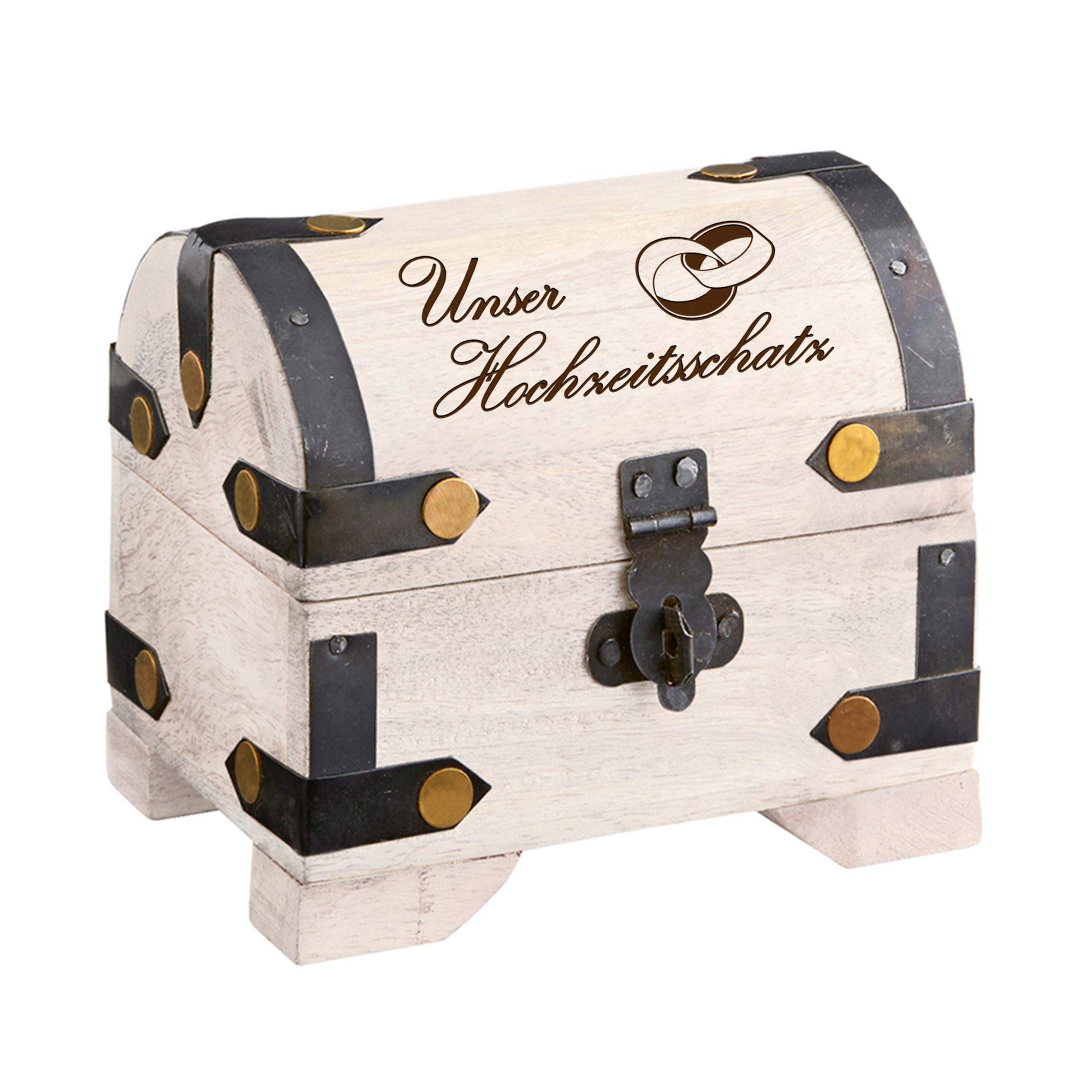 Mini Geld Schatztruhe zur Hochzeit Hochzeitsschatz - Weiß