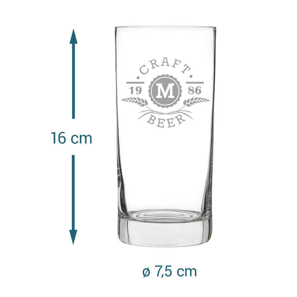 Craft Beer Glas mit Initialen Gravur - Ähren 3964 - 5