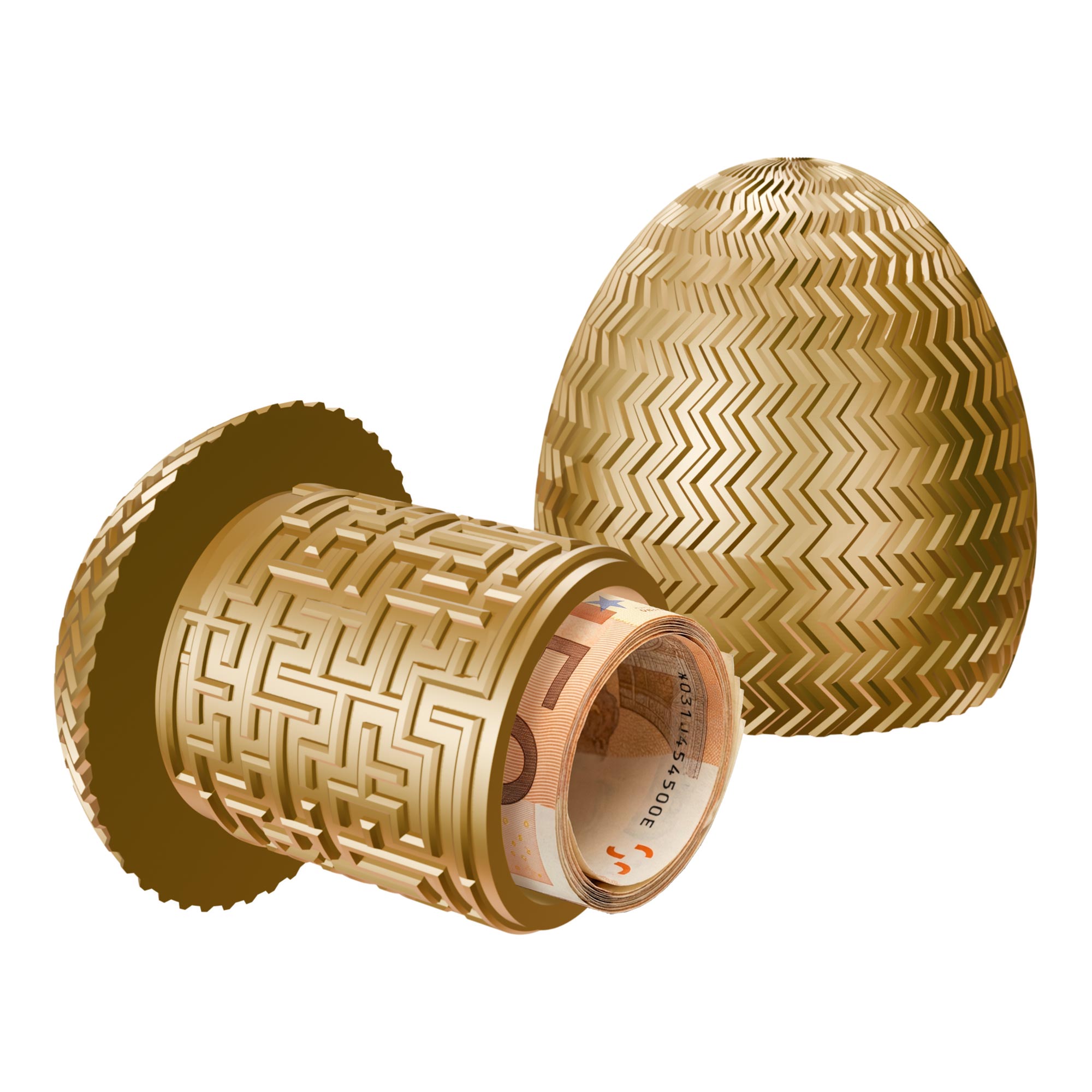 Labyrinthbox Ei – Geschenkverpackung für Geld & Gutscheine - Gold