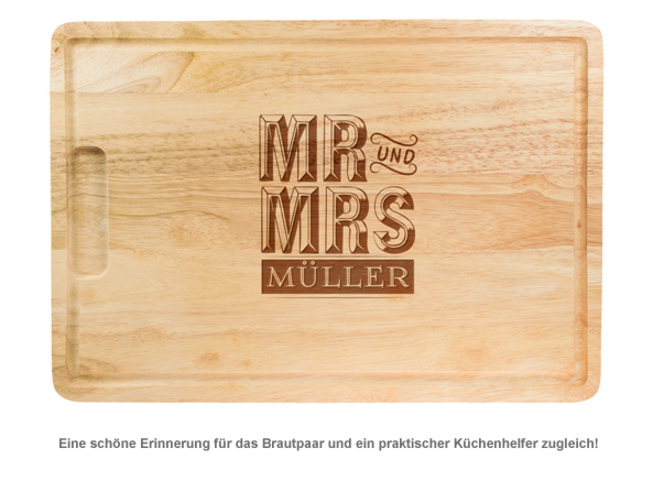 Mr und Mrs - personalisiertes Schneidebrett 2352 - 1