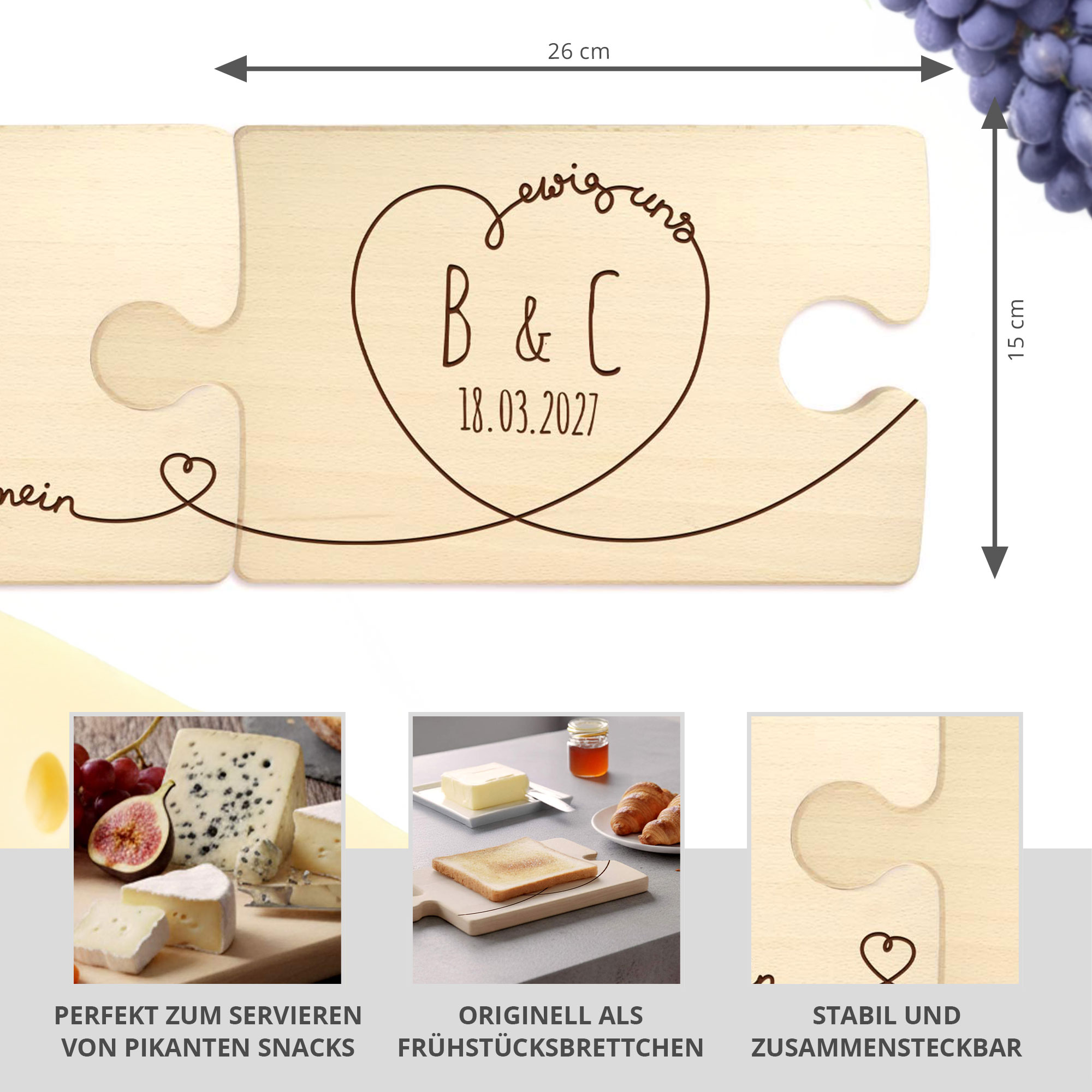 Personalisiertes Puzzle Brettchen Set - Ewig Dein Personalisiertes Puzzle Brettchen Set - Ewig Dein