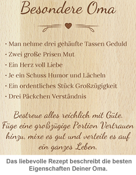 Graviertes Frühstücksbrettchen - Oma Rezept