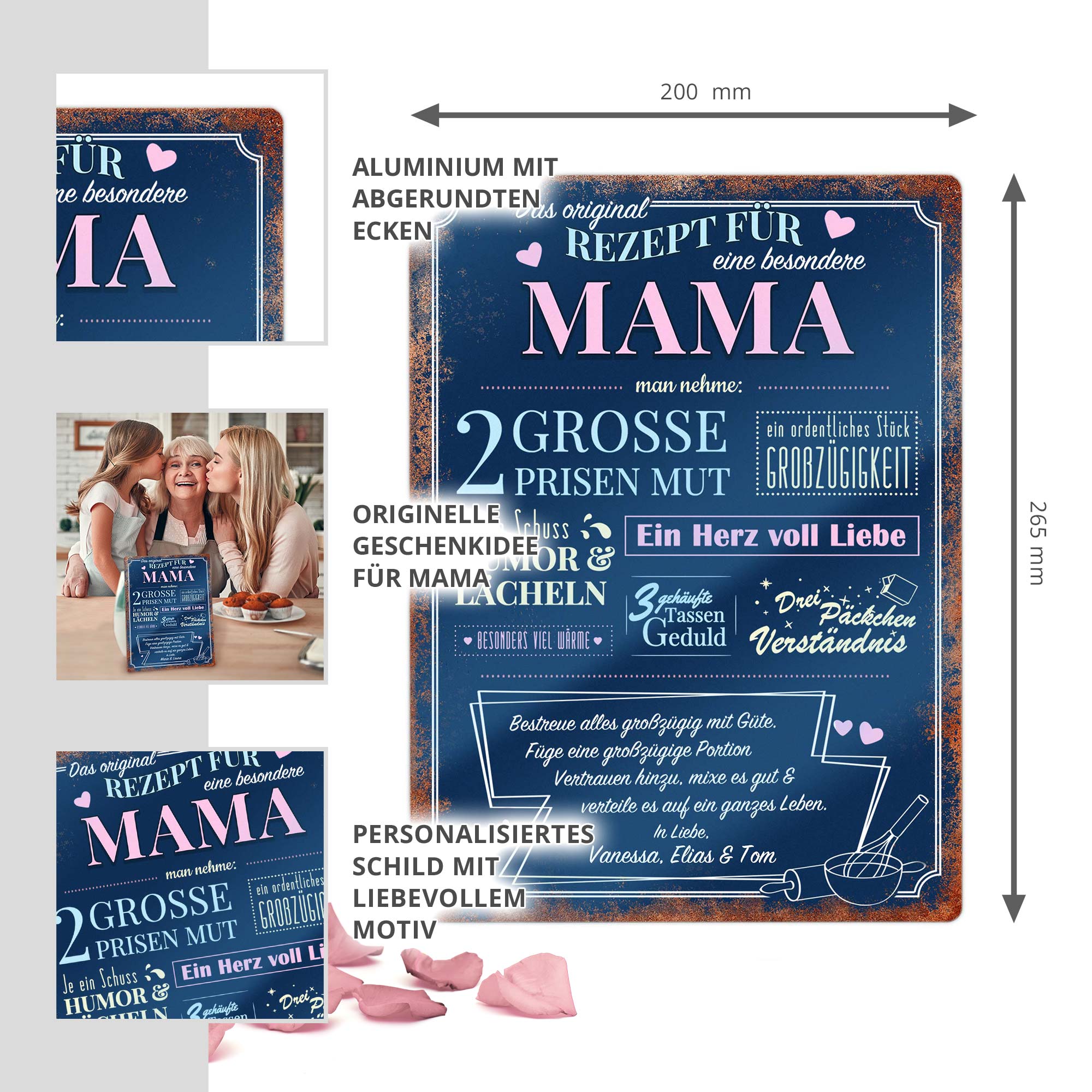 Personalisiertes Blechschild - Rezept Mama