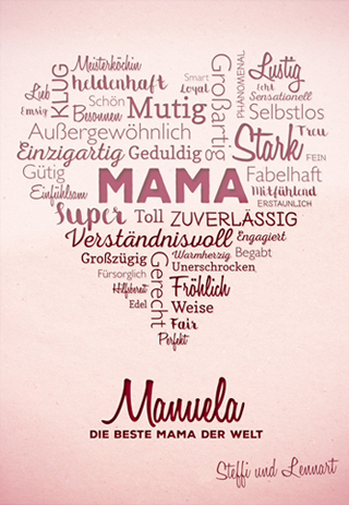 Herz aus Worten - personalisiertes Bild für Mama 3018 - 1