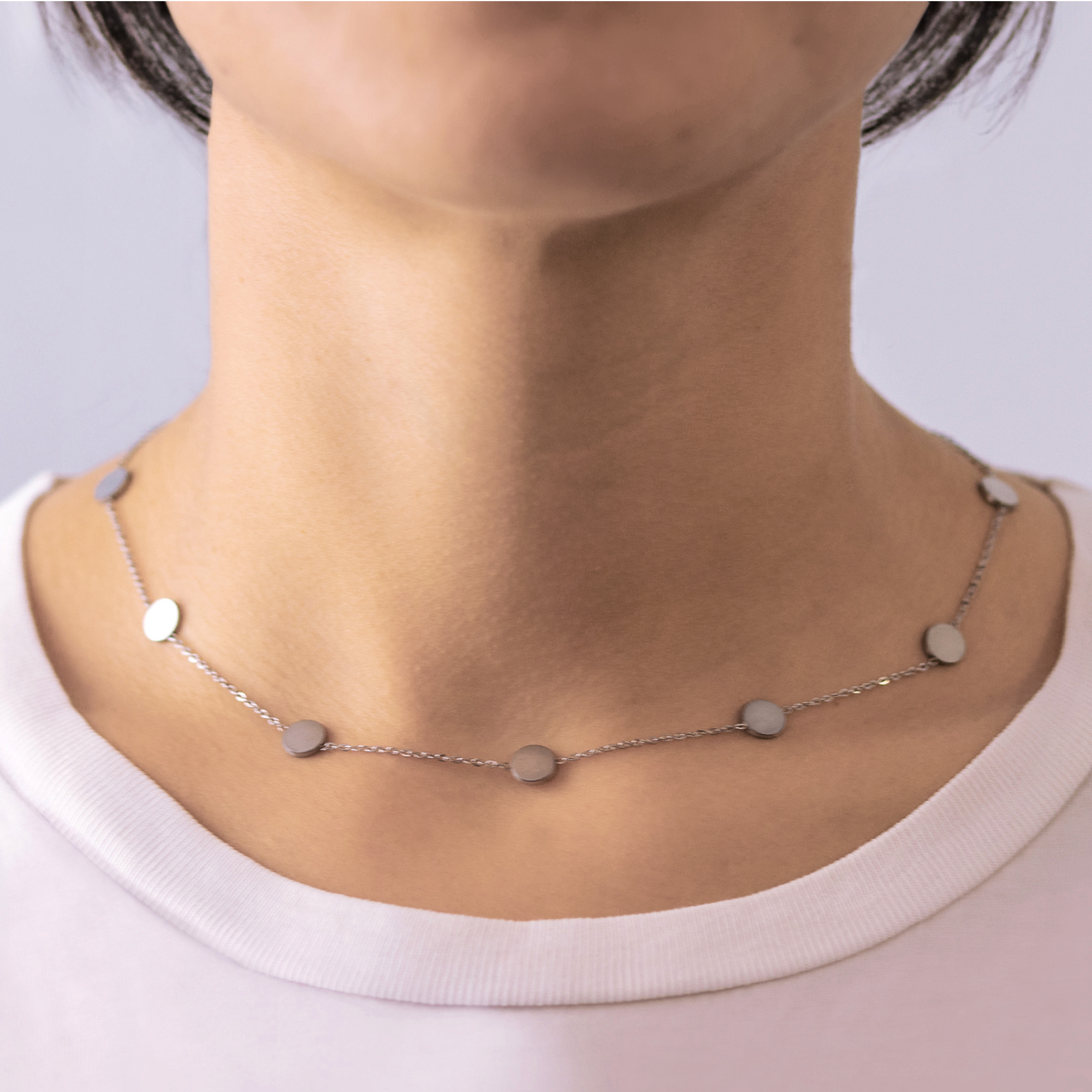 Layering Kette mit Plättchen - Silber 4024 - 4