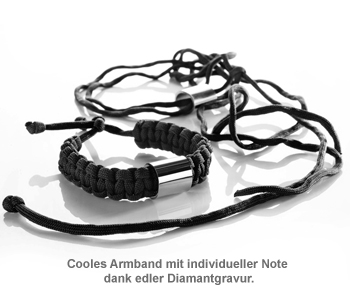 Paracord Armband graviert - Schwarz 2916 - 1