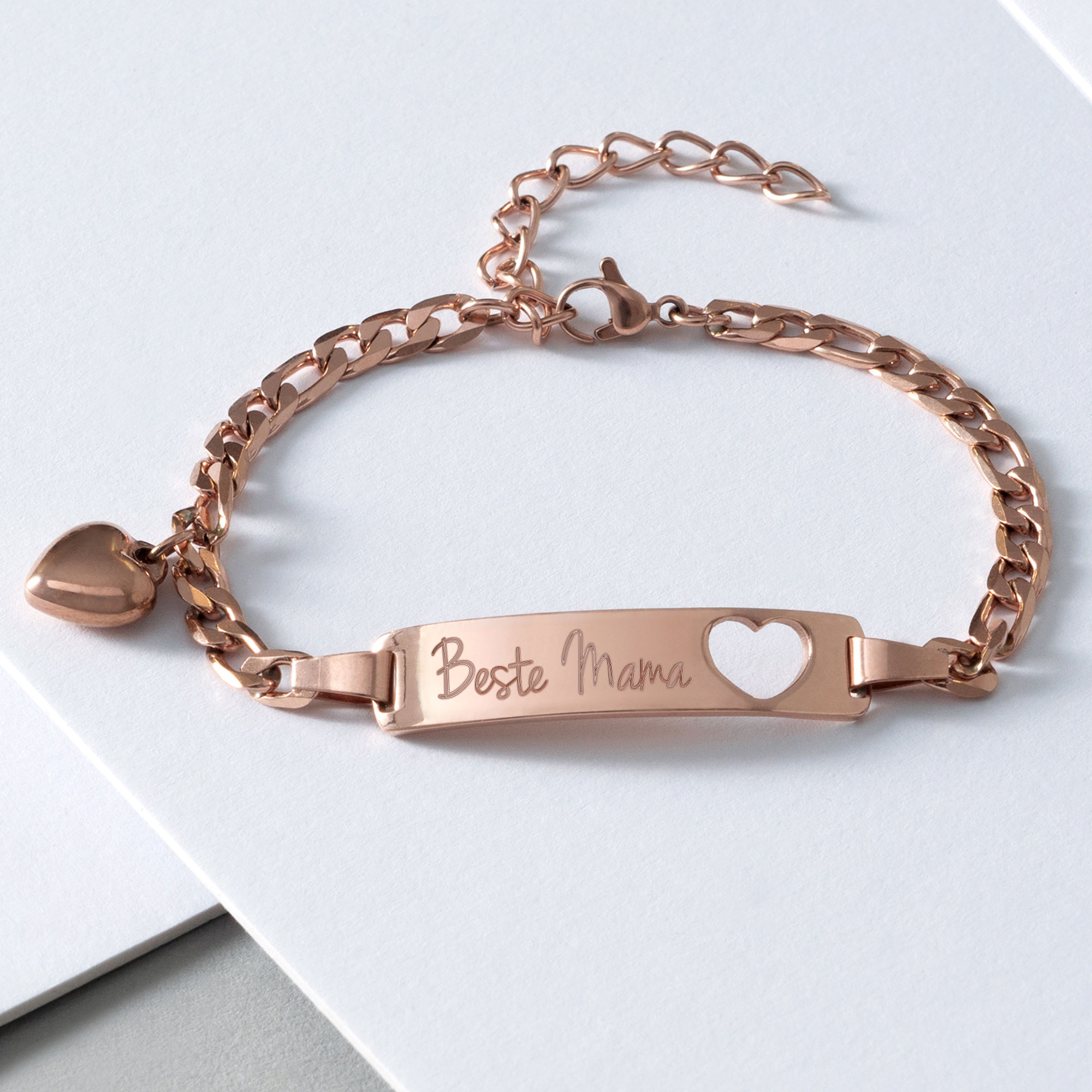 Rosegold Armband mit Herzstanze - Beste Mama 1112-180-MZ