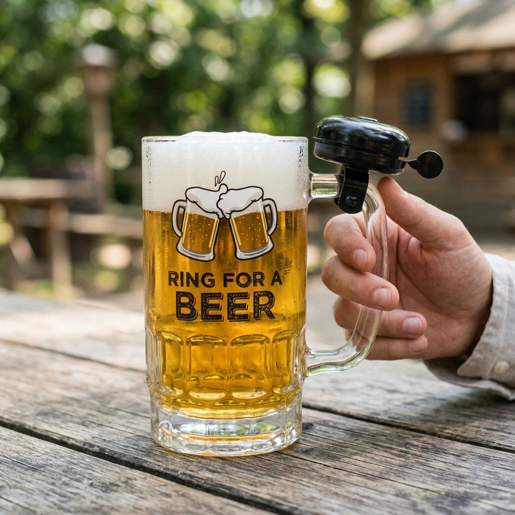 Bierkrug mit Klingel