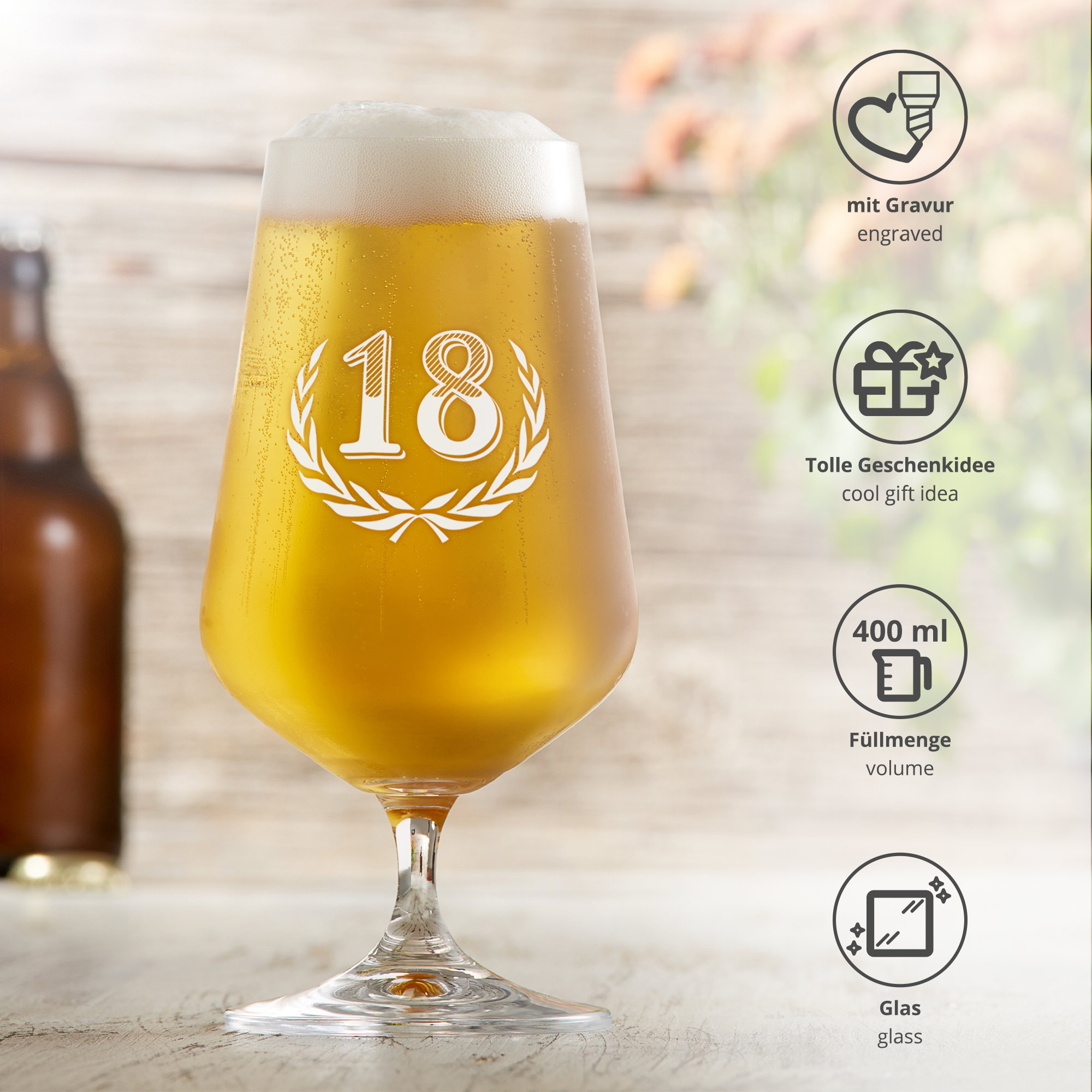 Bierglas mit Gravur zum 18. Geburtstag