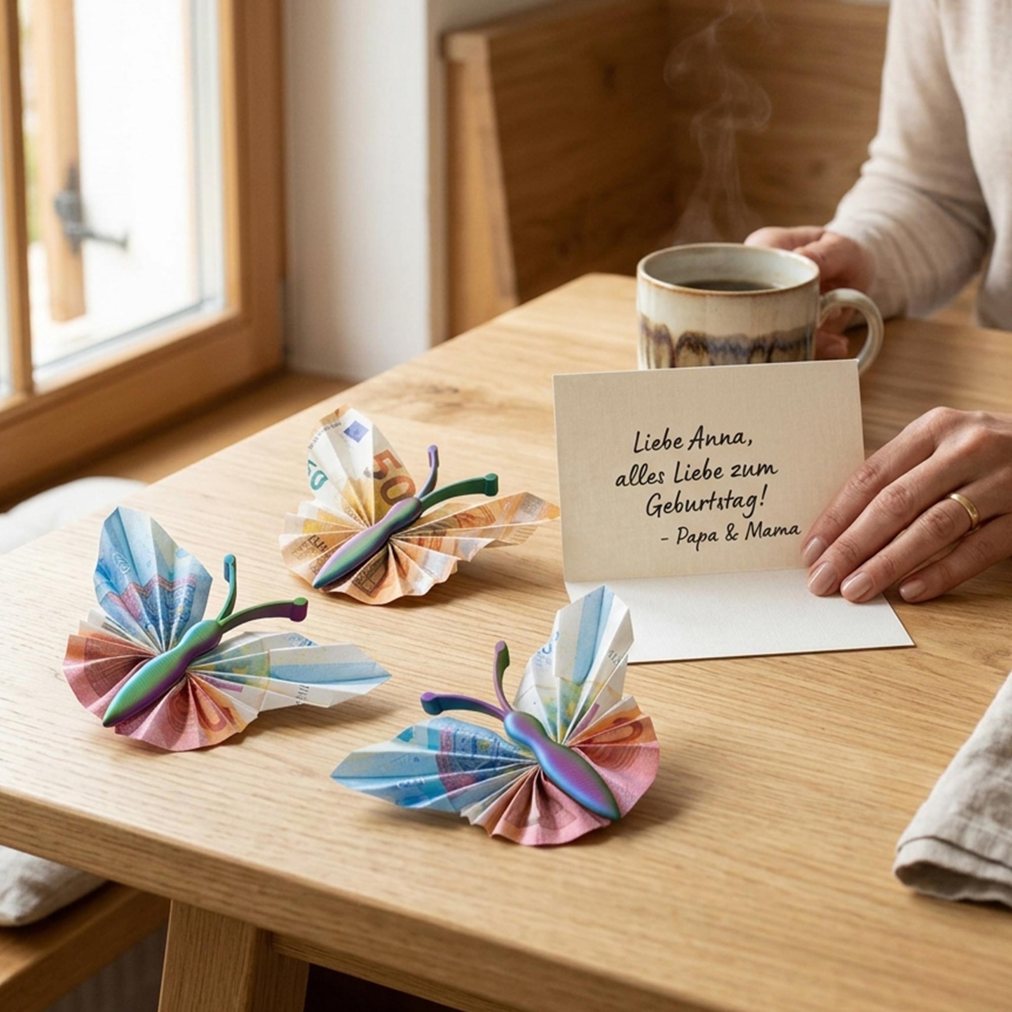 Geldgeschenk Schmetterling Farbverlauf – 3er Set Geschenkverpackung für Geld