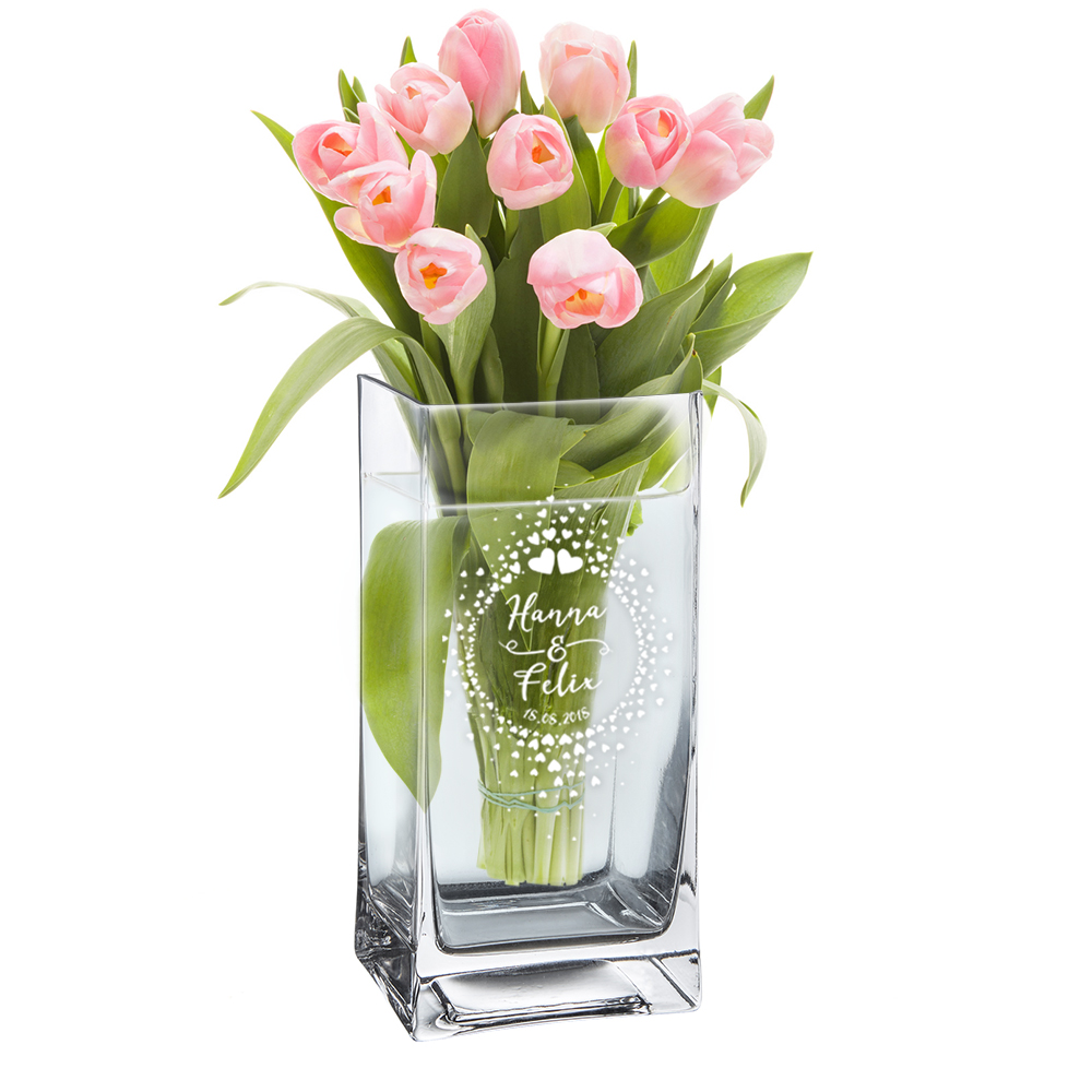 Vase zur Hochzeit - Kreis aus Herzen Gravur 3891 - 6