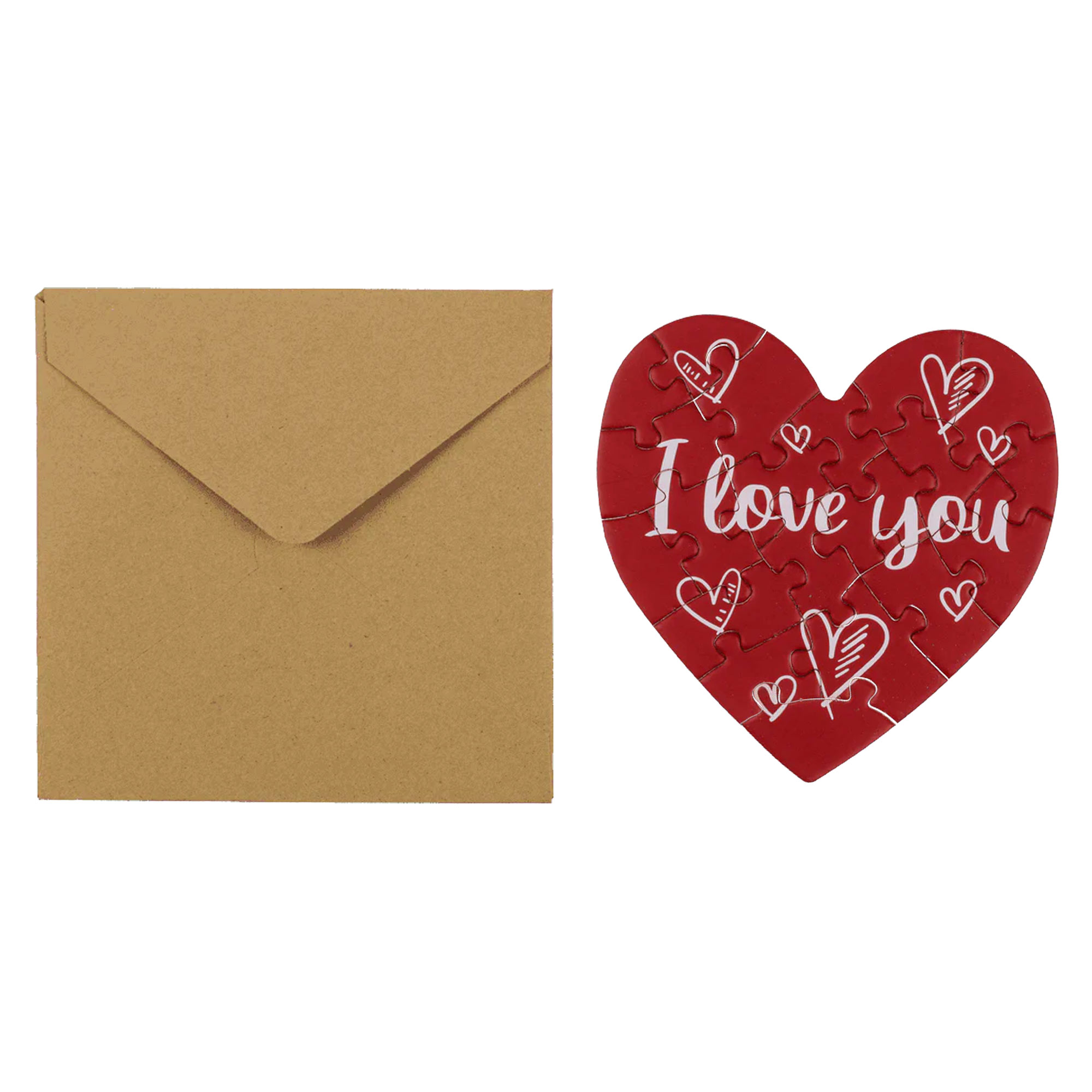2in1 Geschenkkarte I love you & Herz Puzzle - Herzchen - für personalisierte Geschenke