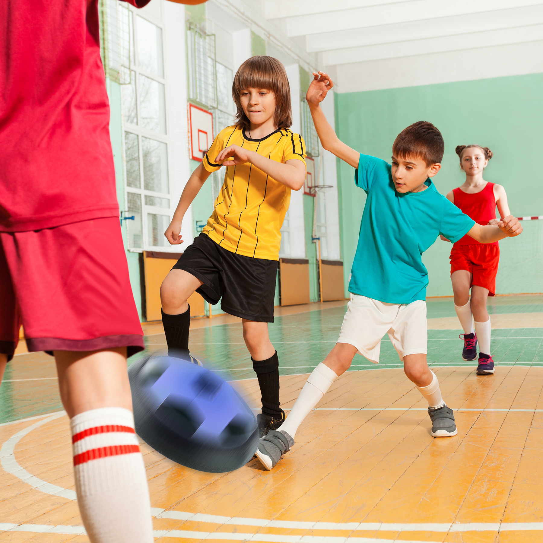 Luftkissen Fußball mit LED-Farbwechsel und Möbelschutz